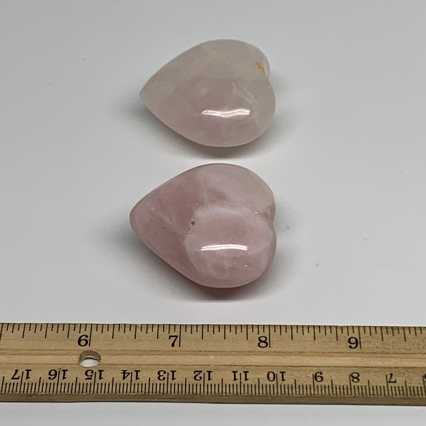 141.4g, 1.7"-1.8", 2pcs,  Rose Quartz Heart Healing Crystal @Madagascar, B34587