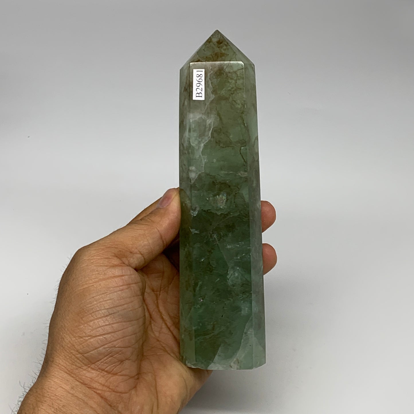 1.02 lbs,  6.3"x1.5"x1.2" Natural Fluorite Tower Obelisk Point Crystal, B29681