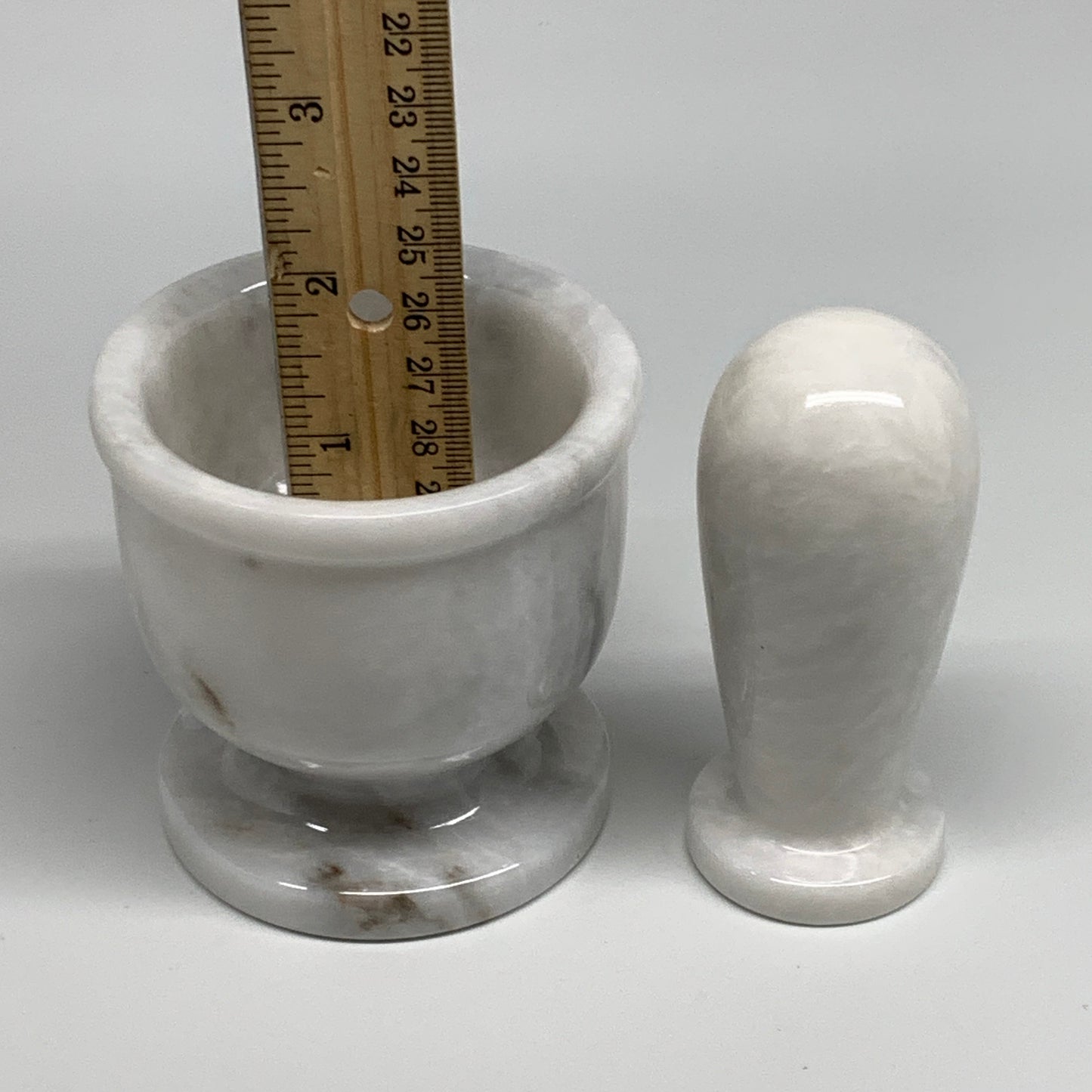 1.44 lbs, 3"x3", Natural Marble Crystal Pestle and Mortar Handmade, B32571
