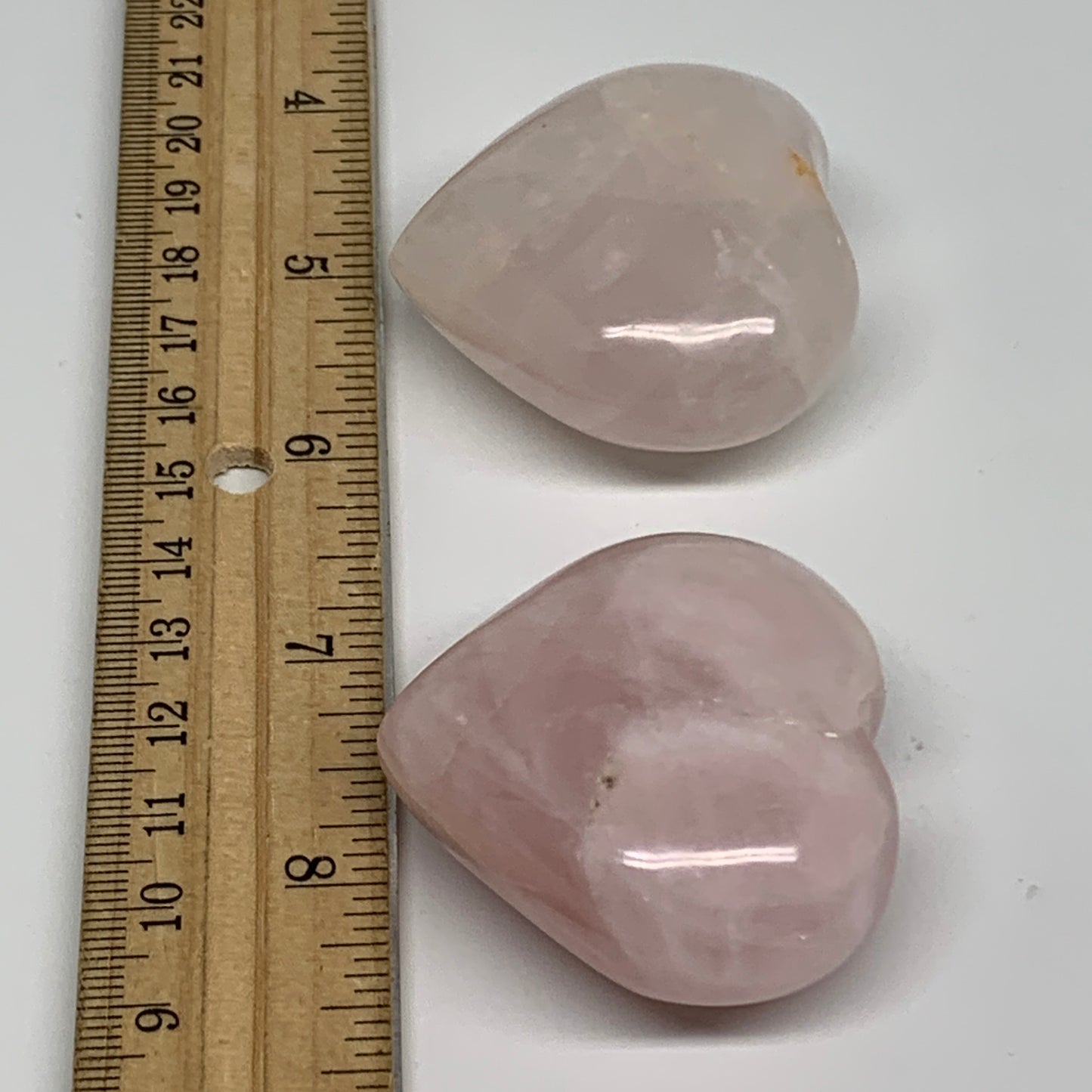 141.4g, 1.7"-1.8", 2pcs,  Rose Quartz Heart Healing Crystal @Madagascar, B34587