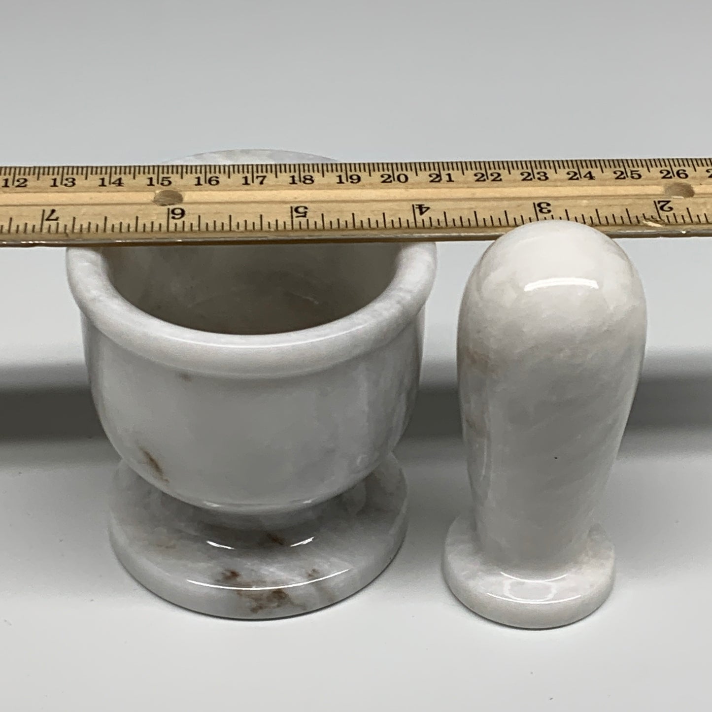 1.44 lbs, 3"x3", Natural Marble Crystal Pestle and Mortar Handmade, B32571