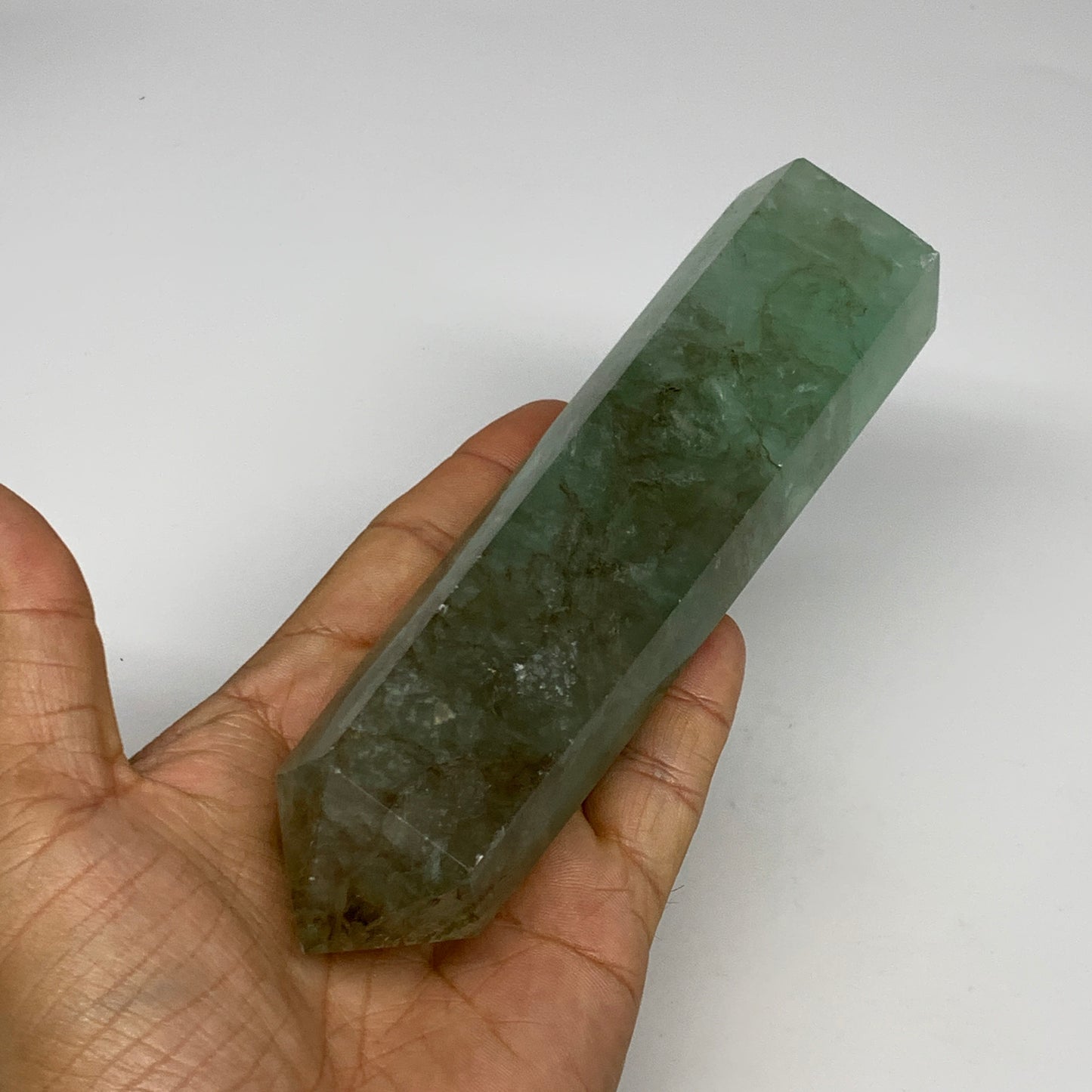 1.02 lbs,  6.3"x1.5"x1.2" Natural Fluorite Tower Obelisk Point Crystal, B29681