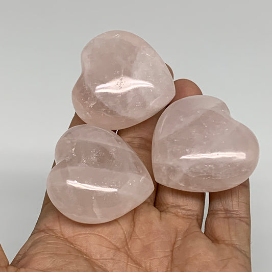 137.5g, 1.5"-1.5", 3pcs,  Rose Quartz Heart Healing Crystal @Madagascar, B34588