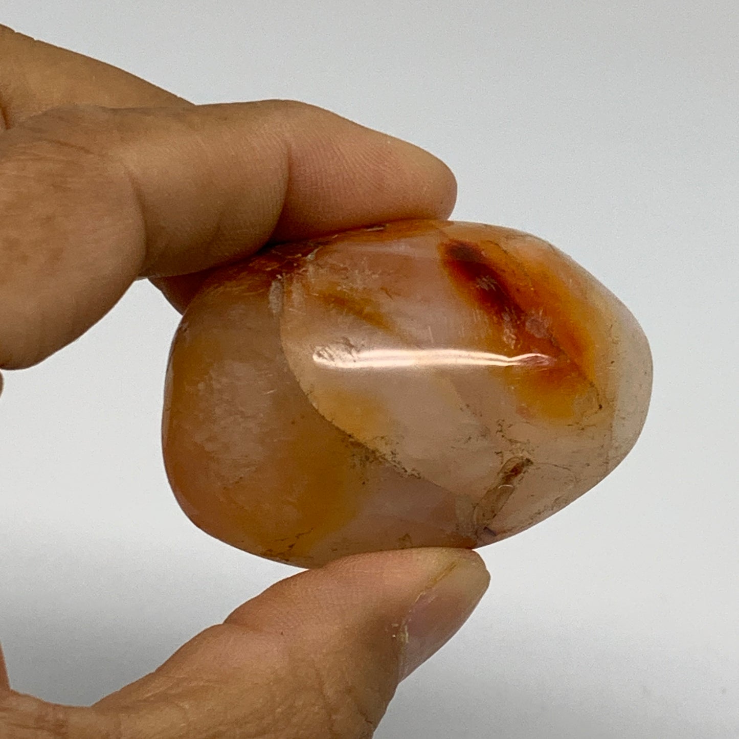 216g, 1.9"-2", 3pcs, Red Carnelian Palm-Stone Gem Crystal Polished, B37625