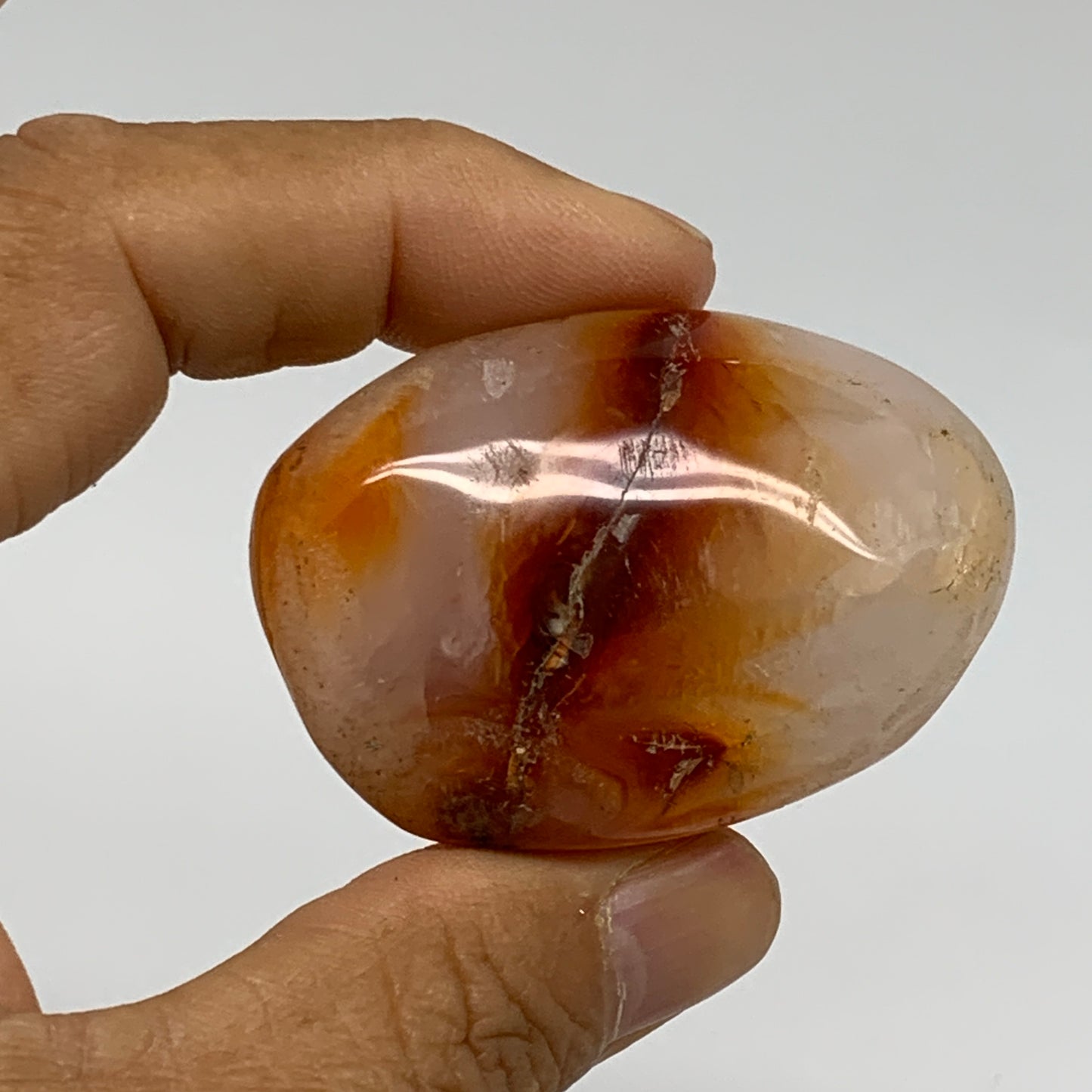 216g, 1.9"-2", 3pcs, Red Carnelian Palm-Stone Gem Crystal Polished, B37625