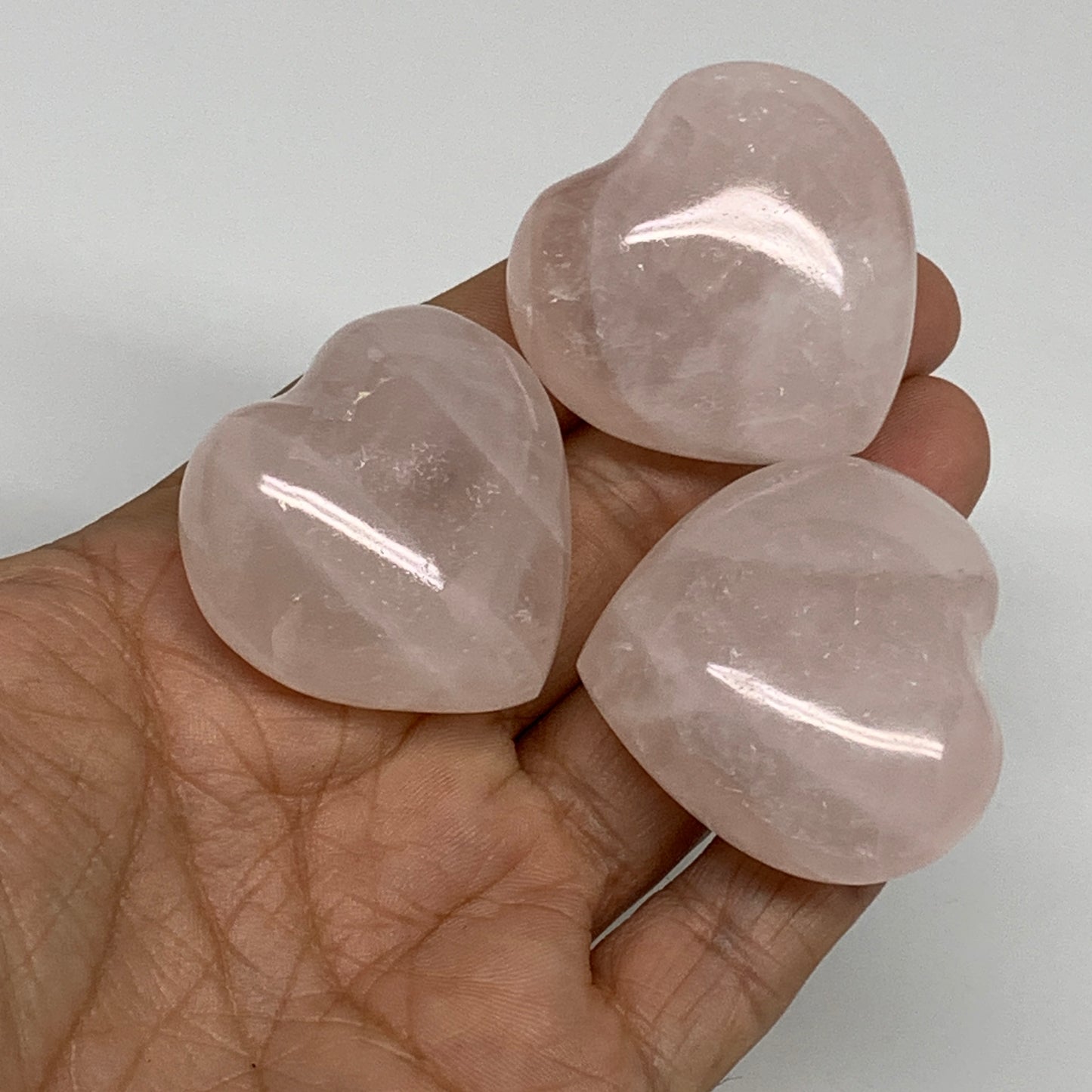 137.5g, 1.5"-1.5", 3pcs,  Rose Quartz Heart Healing Crystal @Madagascar, B34588
