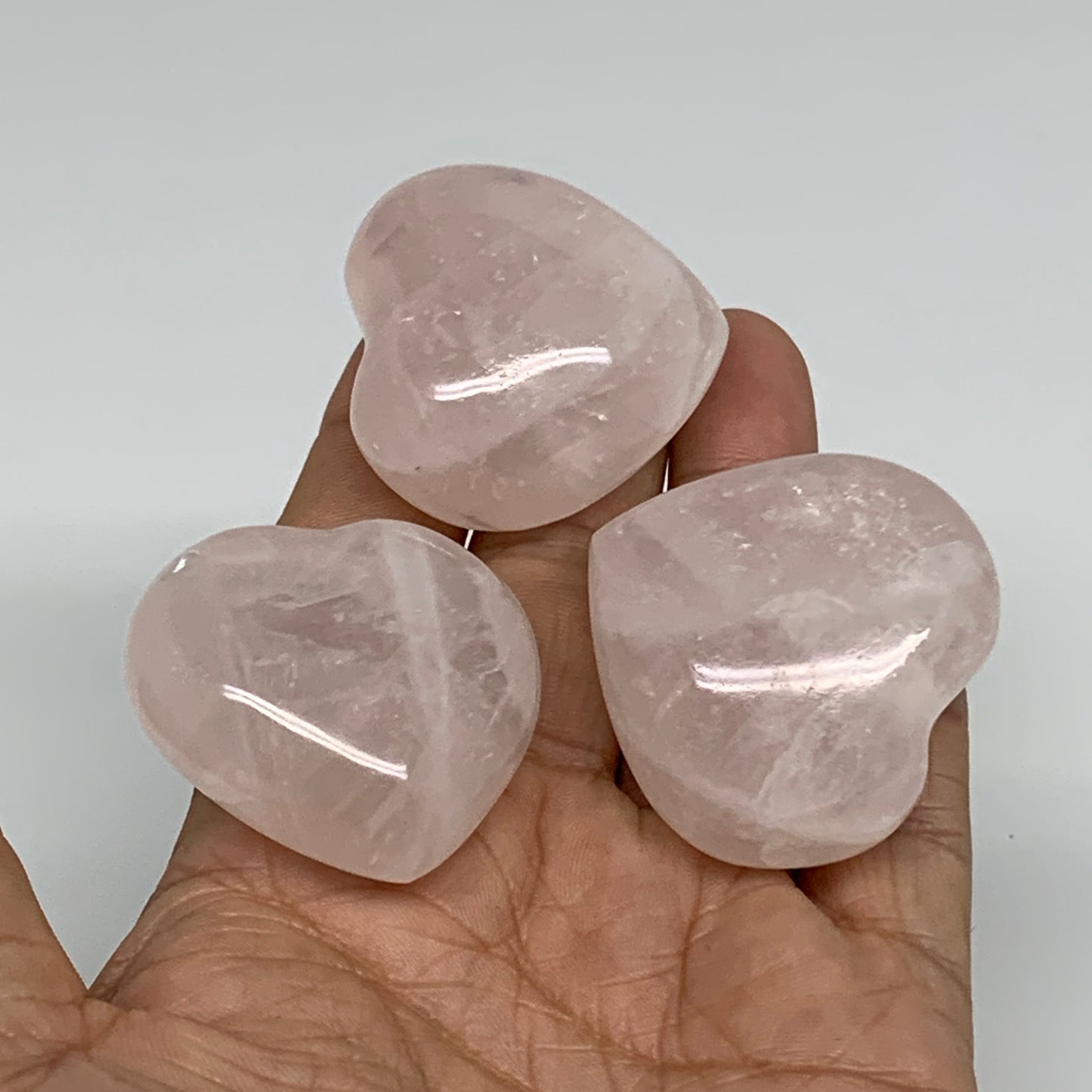 137.5g, 1.5"-1.5", 3pcs,  Rose Quartz Heart Healing Crystal @Madagascar, B34588