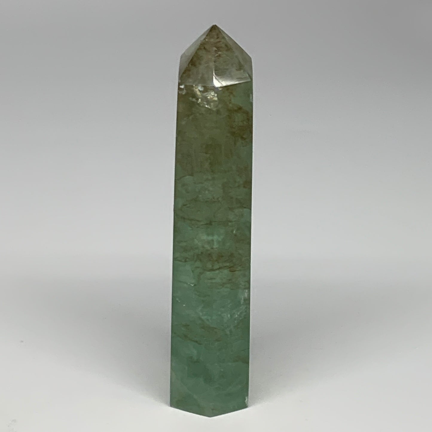 1.02 lbs,  6.3"x1.5"x1.2" Natural Fluorite Tower Obelisk Point Crystal, B29681