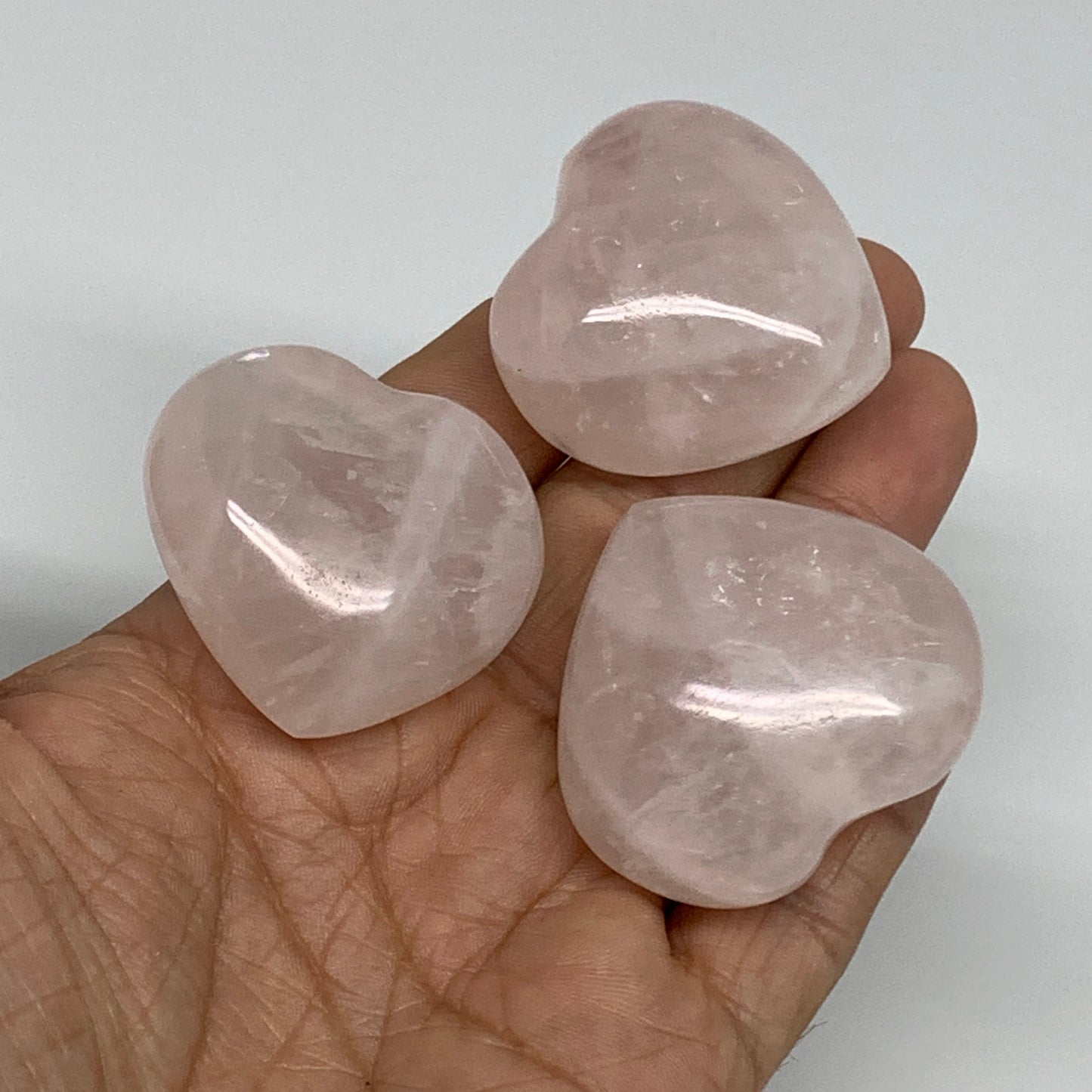 137.5g, 1.5"-1.5", 3pcs,  Rose Quartz Heart Healing Crystal @Madagascar, B34588