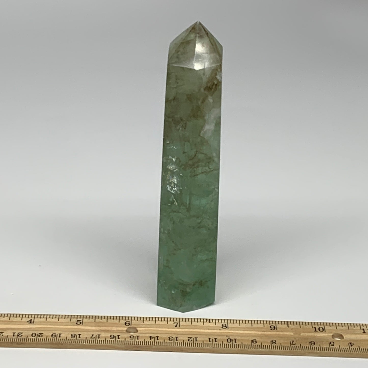 1.02 lbs,  6.3"x1.5"x1.2" Natural Fluorite Tower Obelisk Point Crystal, B29681