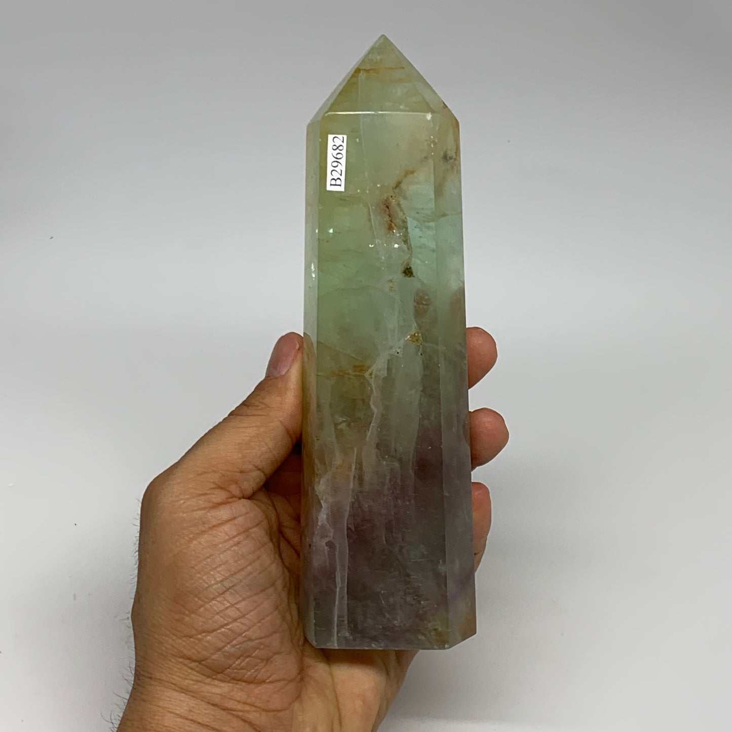 1.39 lbs,  6.3"x1.8"x1.5" Natural Fluorite Tower Obelisk Point Crystal, B29682