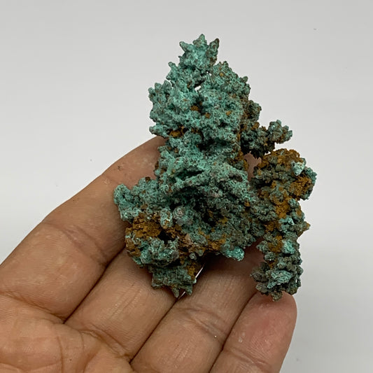 80g, 2.5"x1.8"x1.6", Malachite on Native Copper Mineral Specimens, B33960