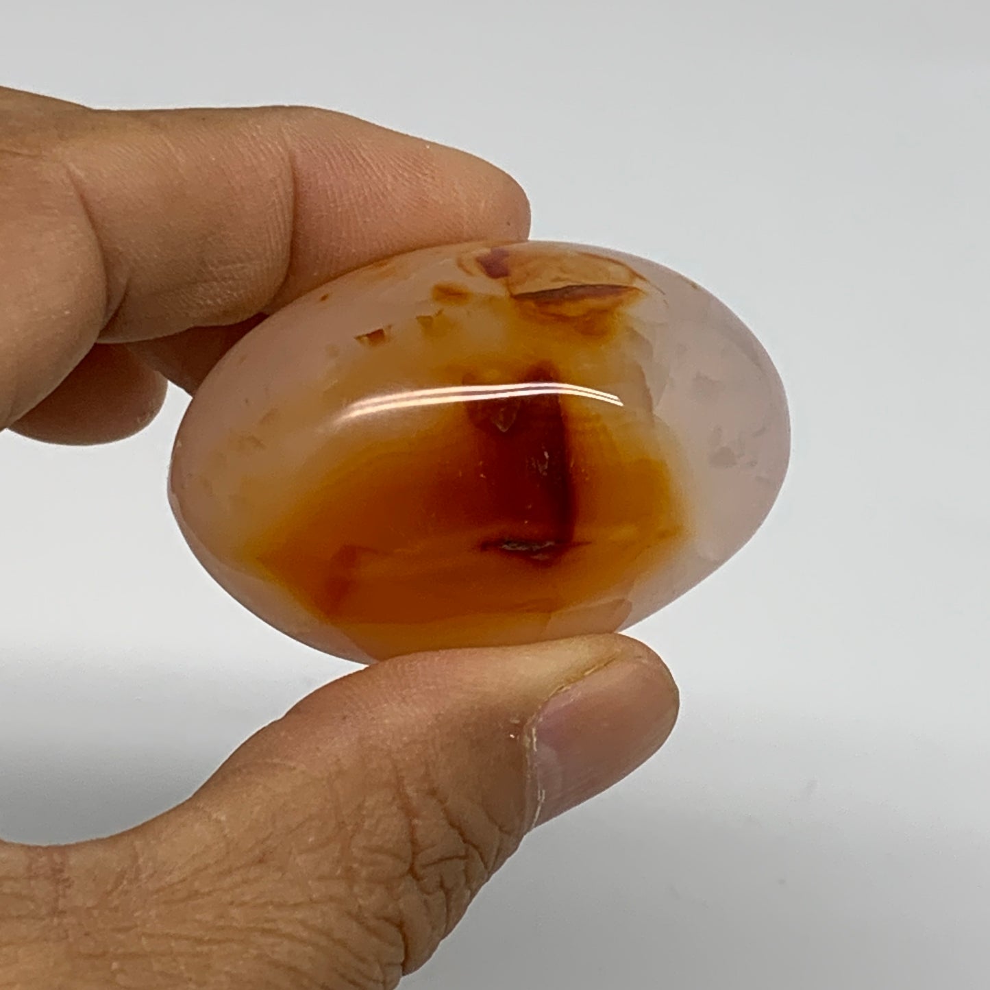 203.5g, 1.8"-2", 3pcs, Red Carnelian Palm-Stone Gem Crystal Polished, B37626