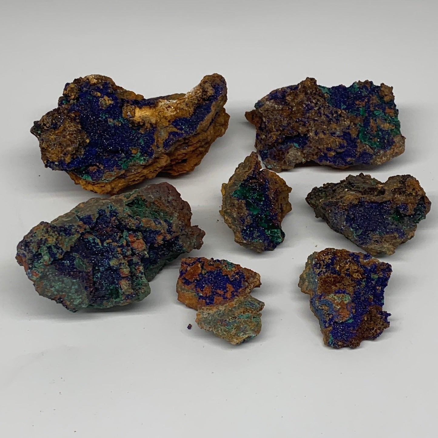 1708g, 1.6"-4.6", 7pcs Lot, Malachite Mineral Specimen from Morocco, B11290