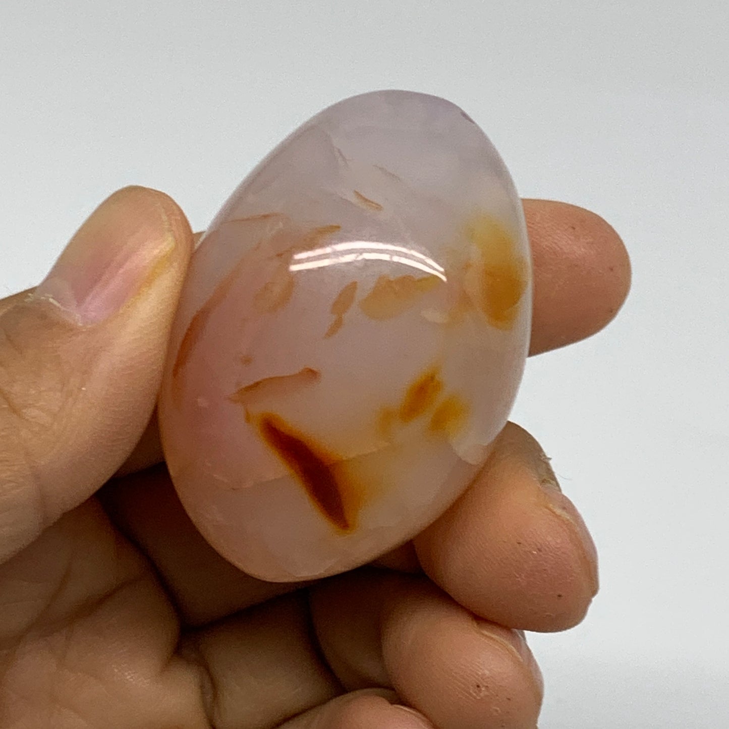 203.5g, 1.8"-2", 3pcs, Red Carnelian Palm-Stone Gem Crystal Polished, B37626