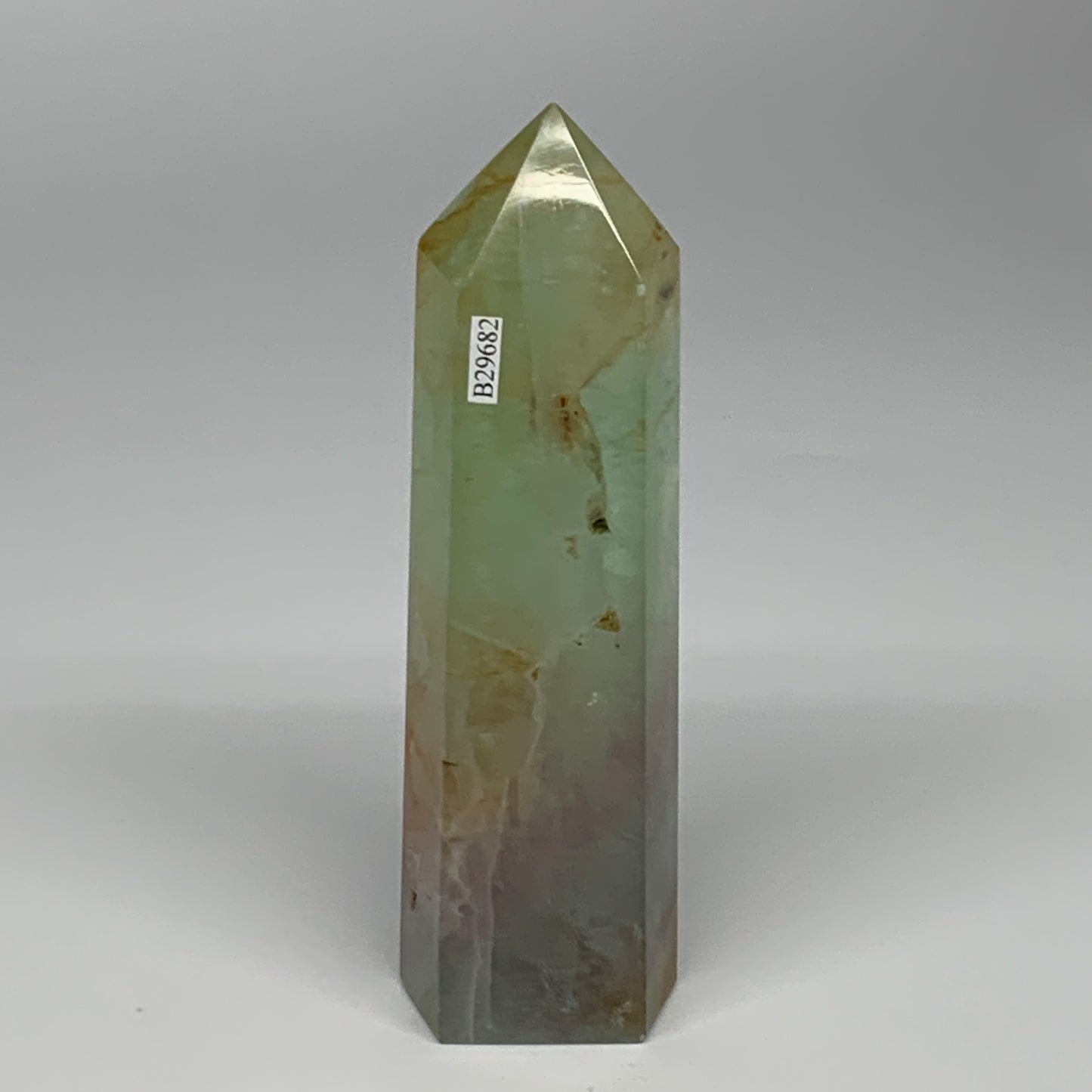 1.39 lbs,  6.3"x1.8"x1.5" Natural Fluorite Tower Obelisk Point Crystal, B29682