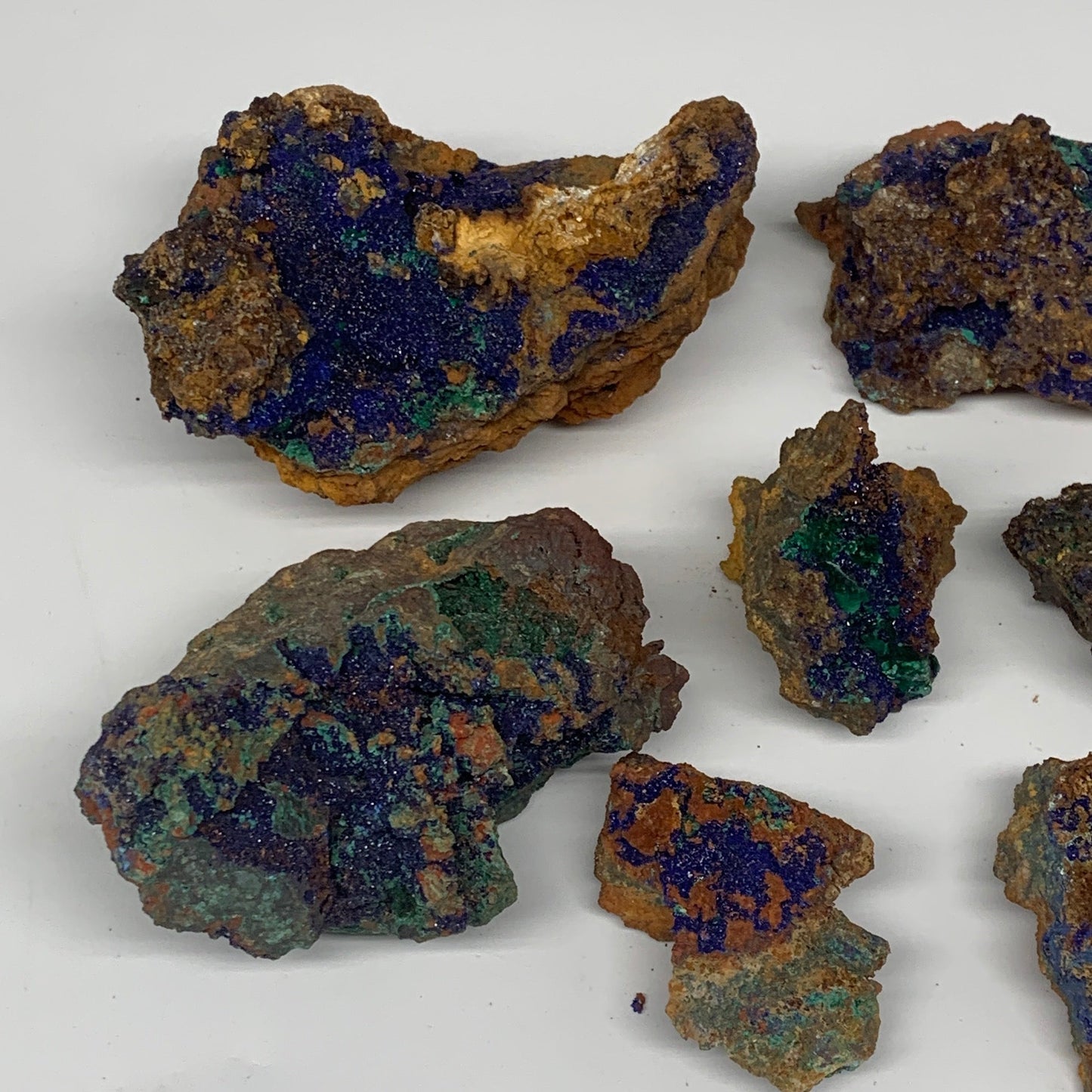 1708g, 1.6"-4.6", 7pcs Lot, Malachite Mineral Specimen from Morocco, B11290