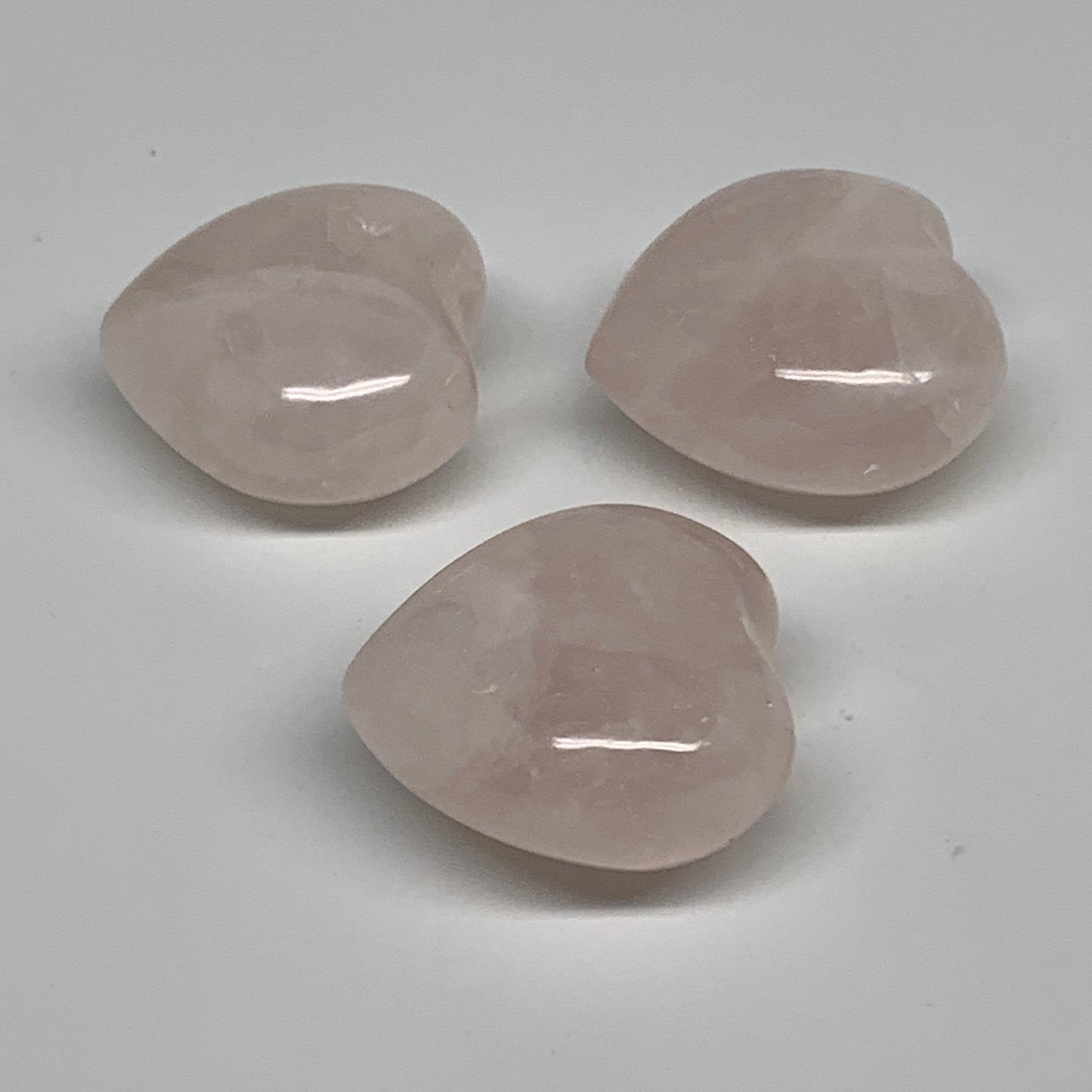 137.5g, 1.5"-1.5", 3pcs,  Rose Quartz Heart Healing Crystal @Madagascar, B34588