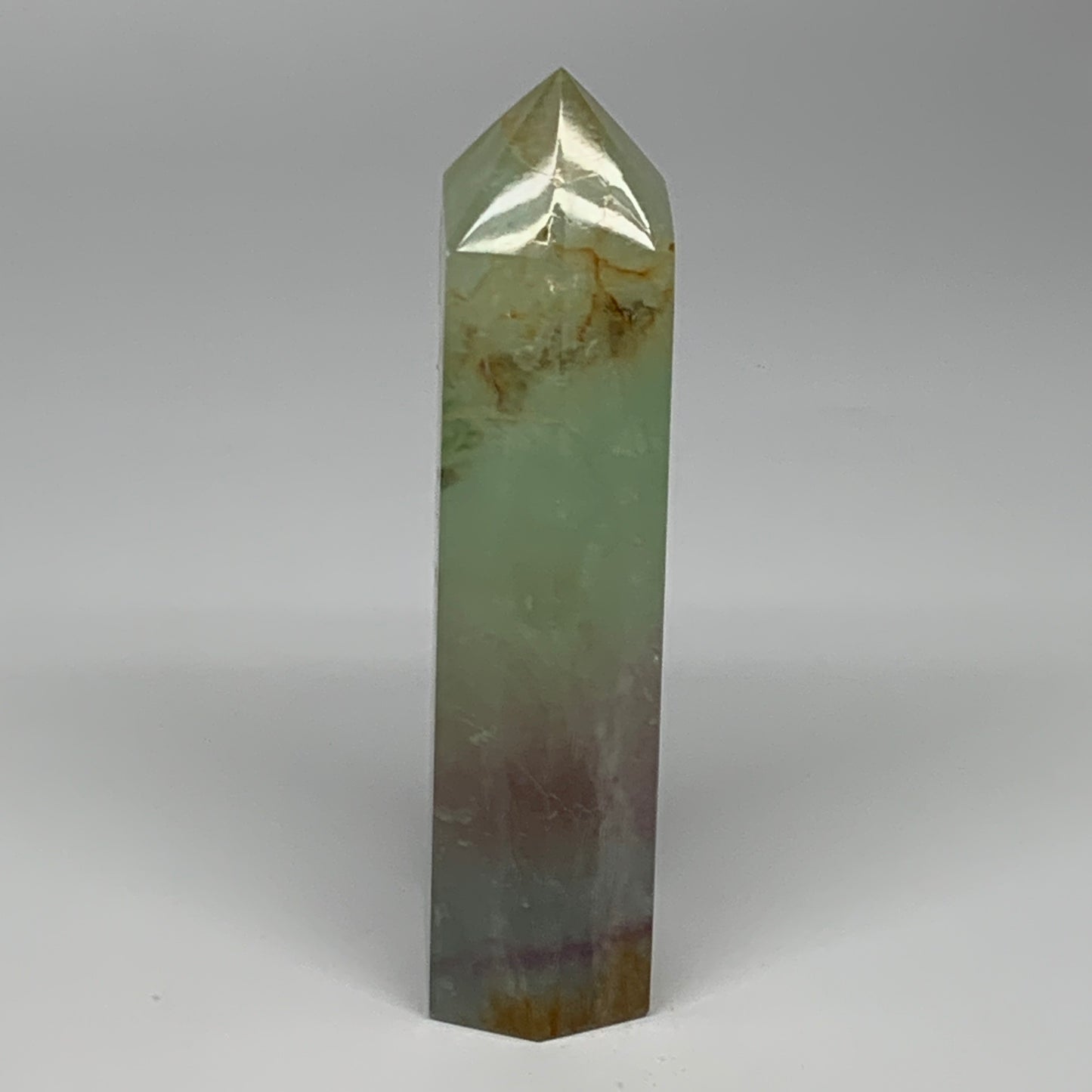1.39 lbs,  6.3"x1.8"x1.5" Natural Fluorite Tower Obelisk Point Crystal, B29682