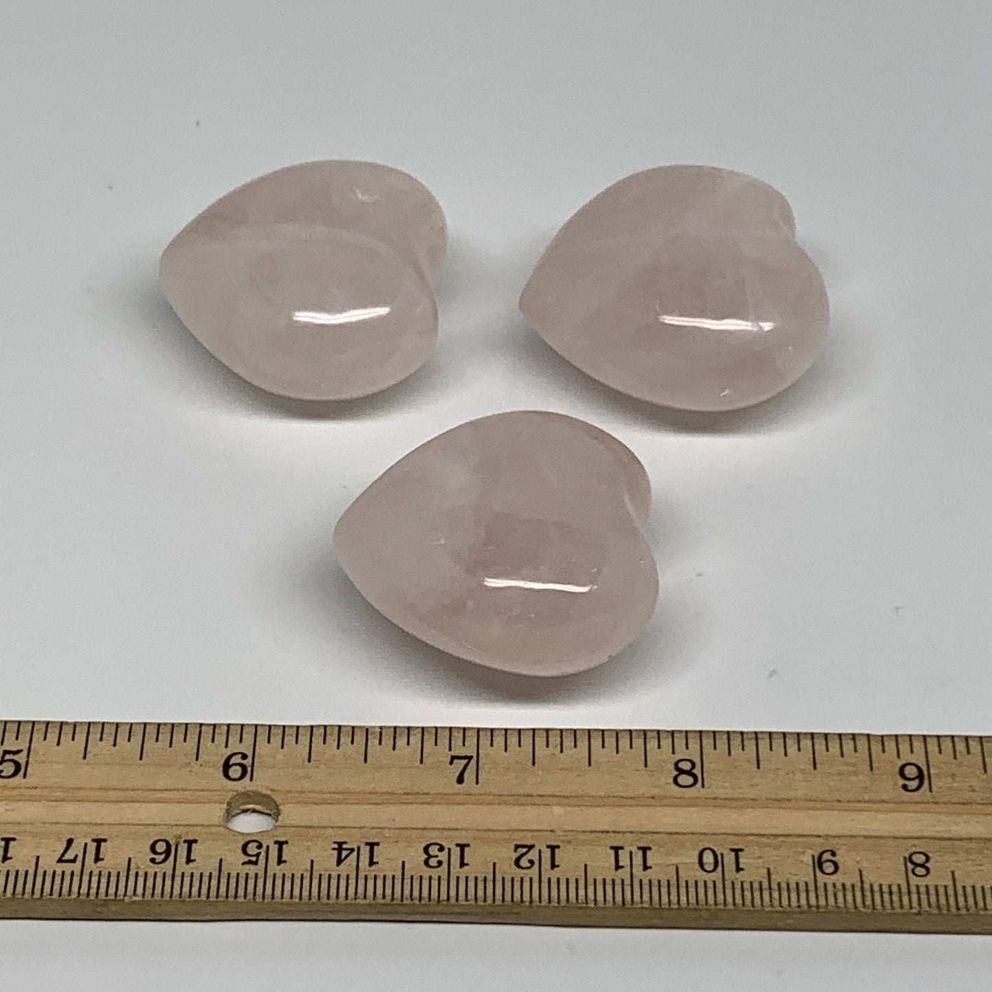 137.5g, 1.5"-1.5", 3pcs,  Rose Quartz Heart Healing Crystal @Madagascar, B34588