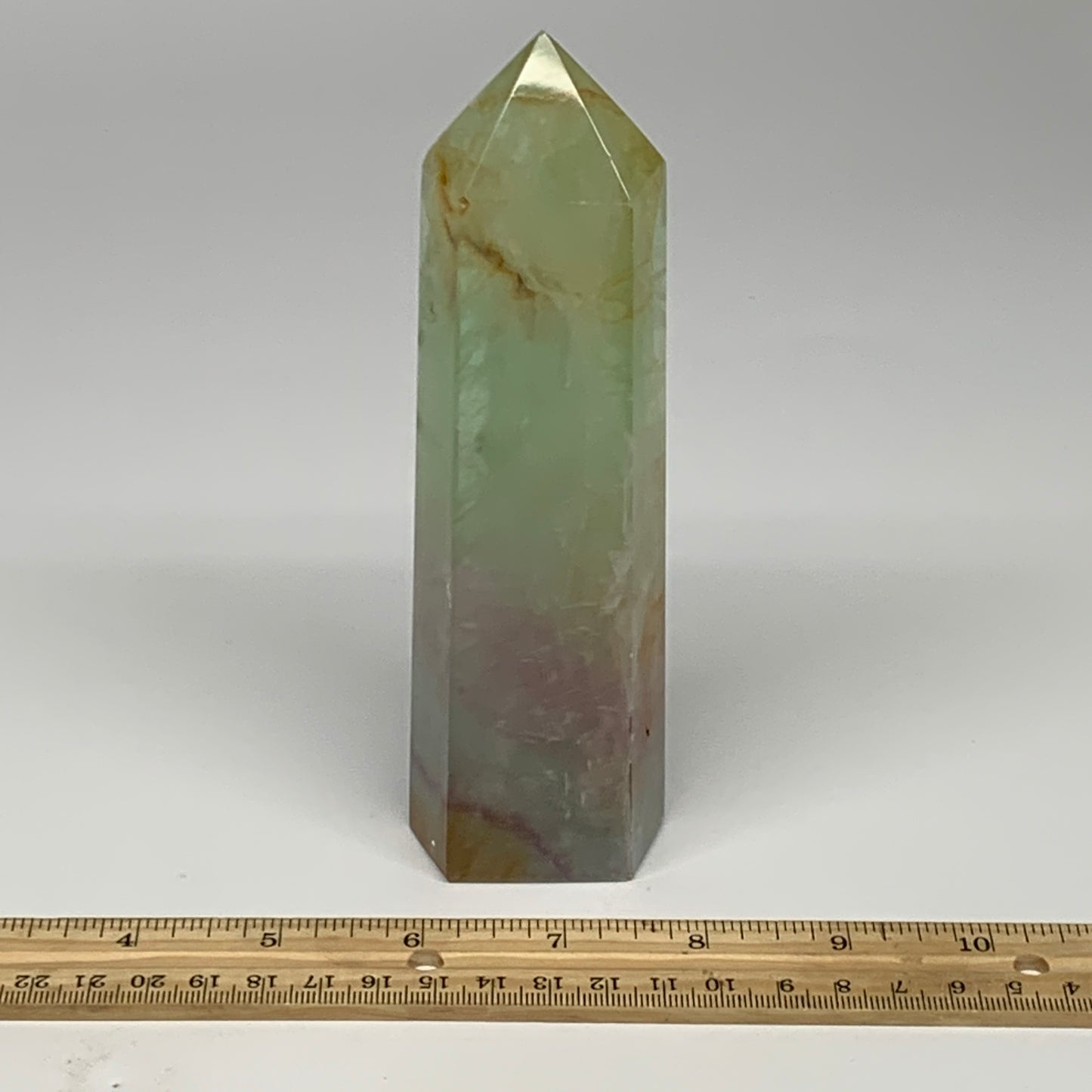 1.39 lbs,  6.3"x1.8"x1.5" Natural Fluorite Tower Obelisk Point Crystal, B29682