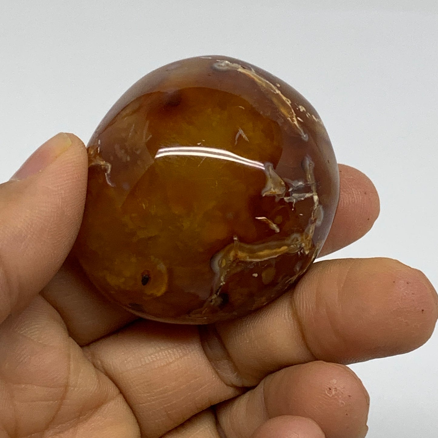 203.5g, 1.8"-2", 3pcs, Red Carnelian Palm-Stone Gem Crystal Polished, B37626