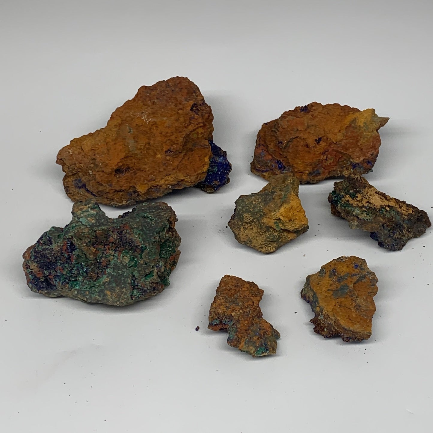 1708g, 1.6"-4.6", 7pcs Lot, Malachite Mineral Specimen from Morocco, B11290