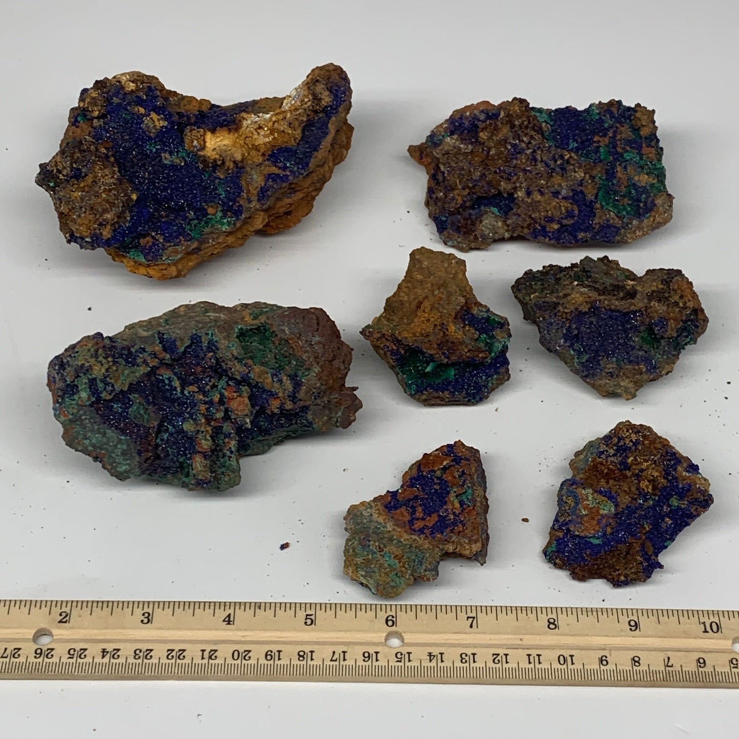 1708g, 1.6"-4.6", 7pcs Lot, Malachite Mineral Specimen from Morocco, B11290