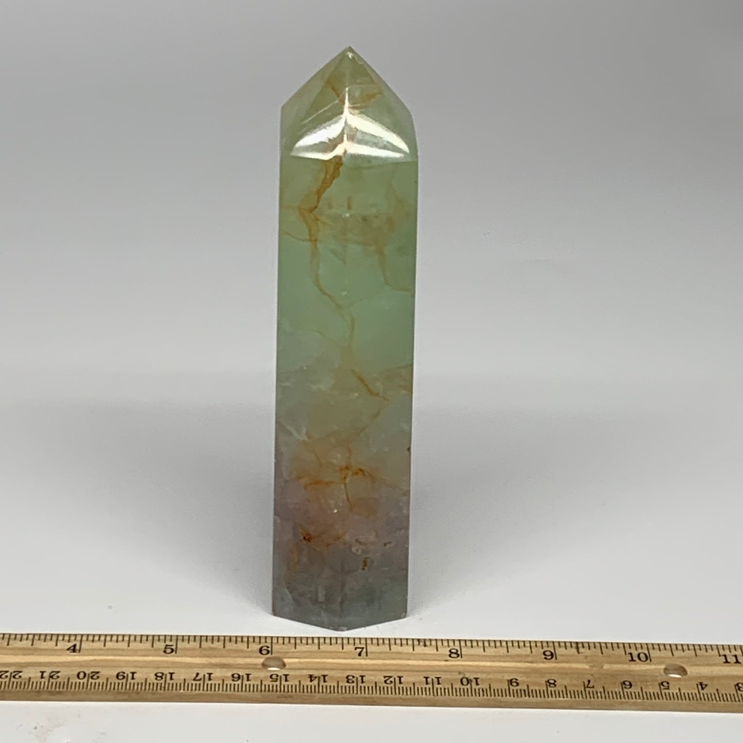 1.39 lbs,  6.3"x1.8"x1.5" Natural Fluorite Tower Obelisk Point Crystal, B29682