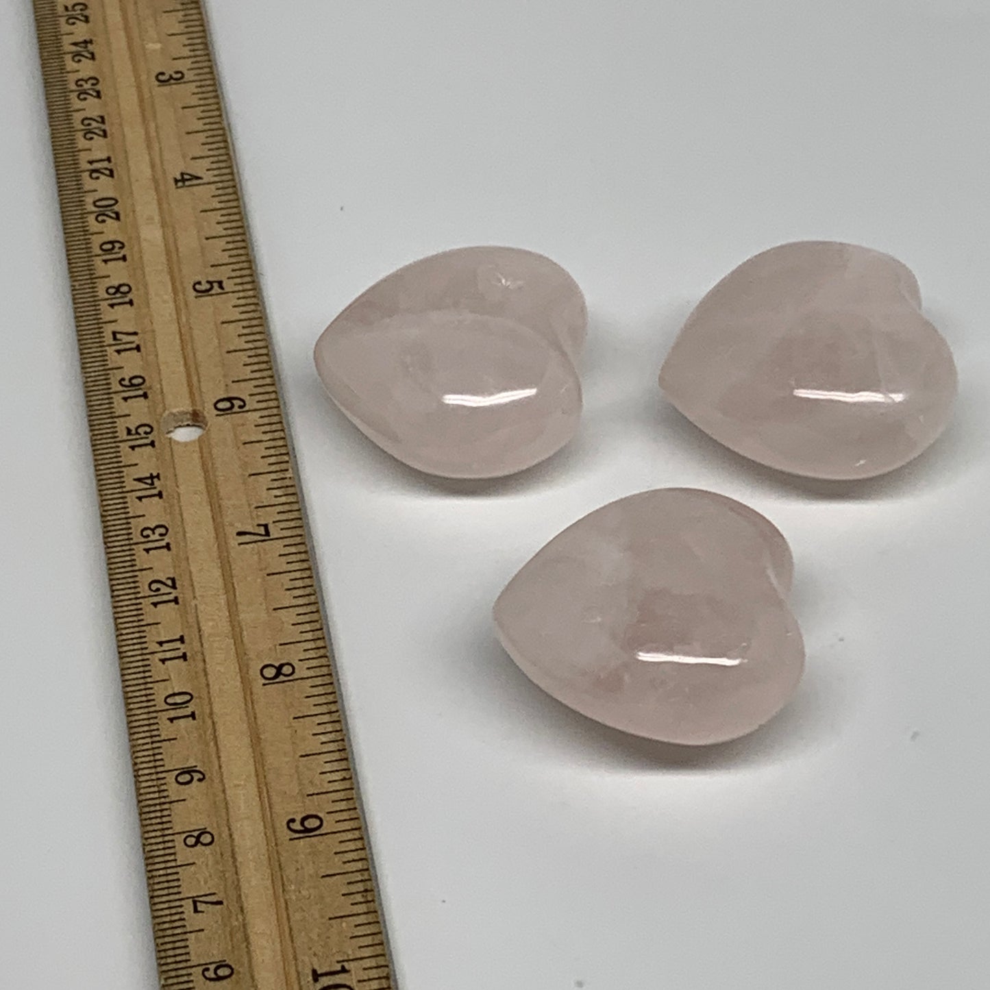 137.5g, 1.5"-1.5", 3pcs,  Rose Quartz Heart Healing Crystal @Madagascar, B34588