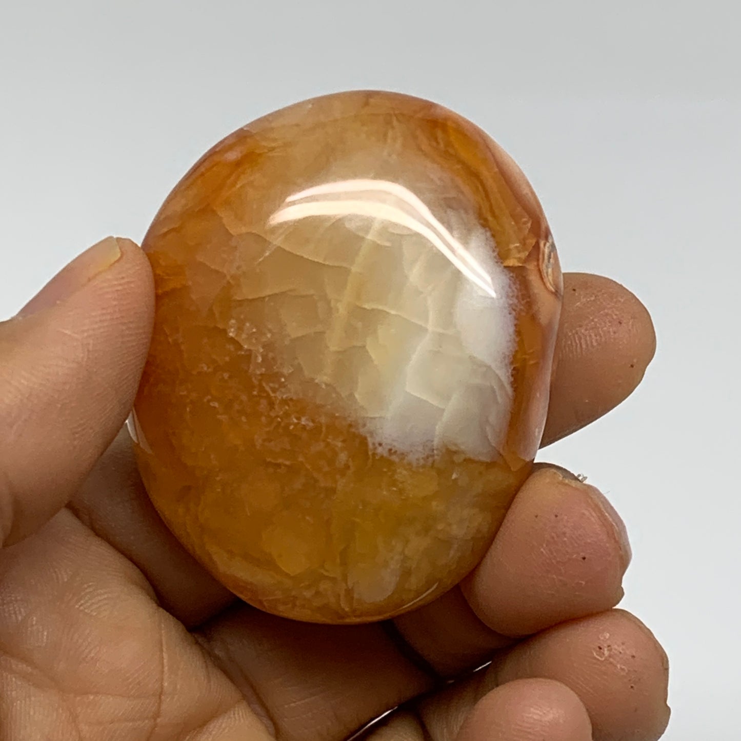 203.5g, 1.8"-2", 3pcs, Red Carnelian Palm-Stone Gem Crystal Polished, B37626