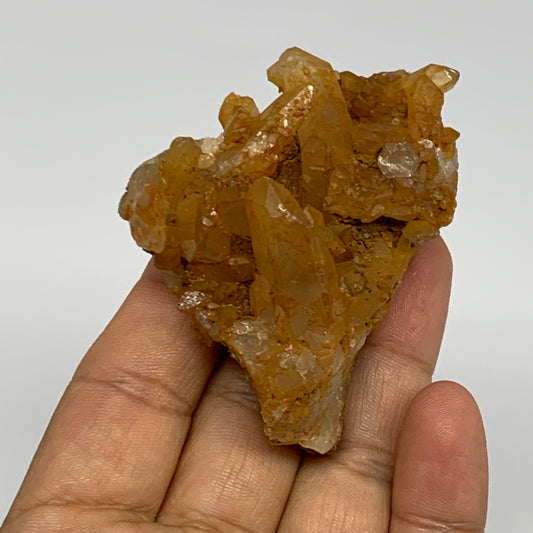 63.4g, 2.6"x1.8"x1.2", Orange Quartz Cluster Crystal Terminated @Brazil, B28934