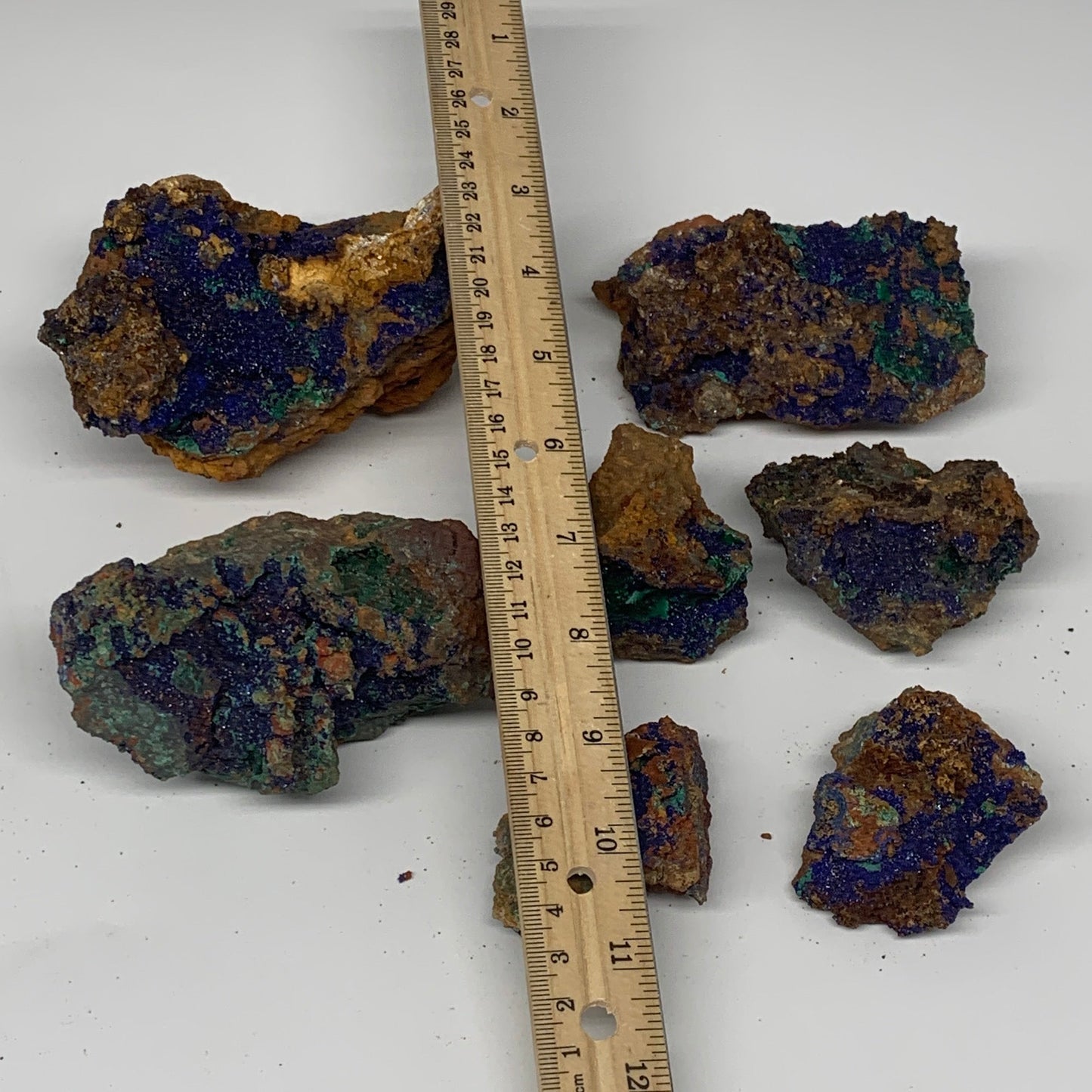 1708g, 1.6"-4.6", 7pcs Lot, Malachite Mineral Specimen from Morocco, B11290