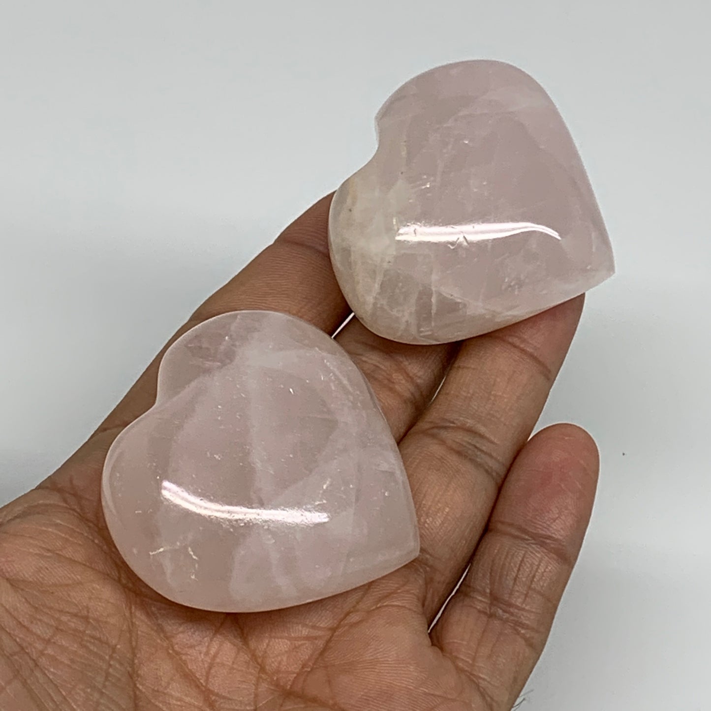 144g, 1.7"-1.8", 2pcs,  Rose Quartz Heart Healing Crystal @Madagascar, B34589