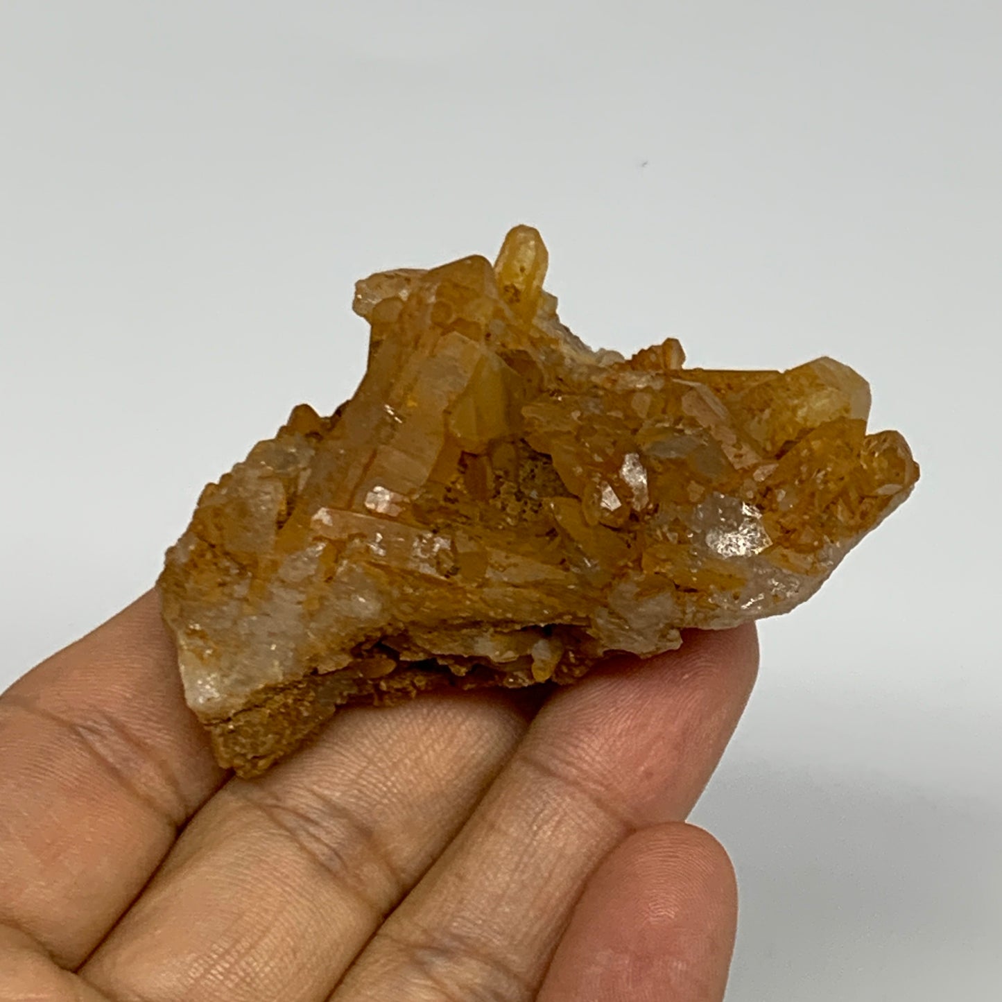 63.4g, 2.6"x1.8"x1.2", Orange Quartz Cluster Crystal Terminated @Brazil, B28934