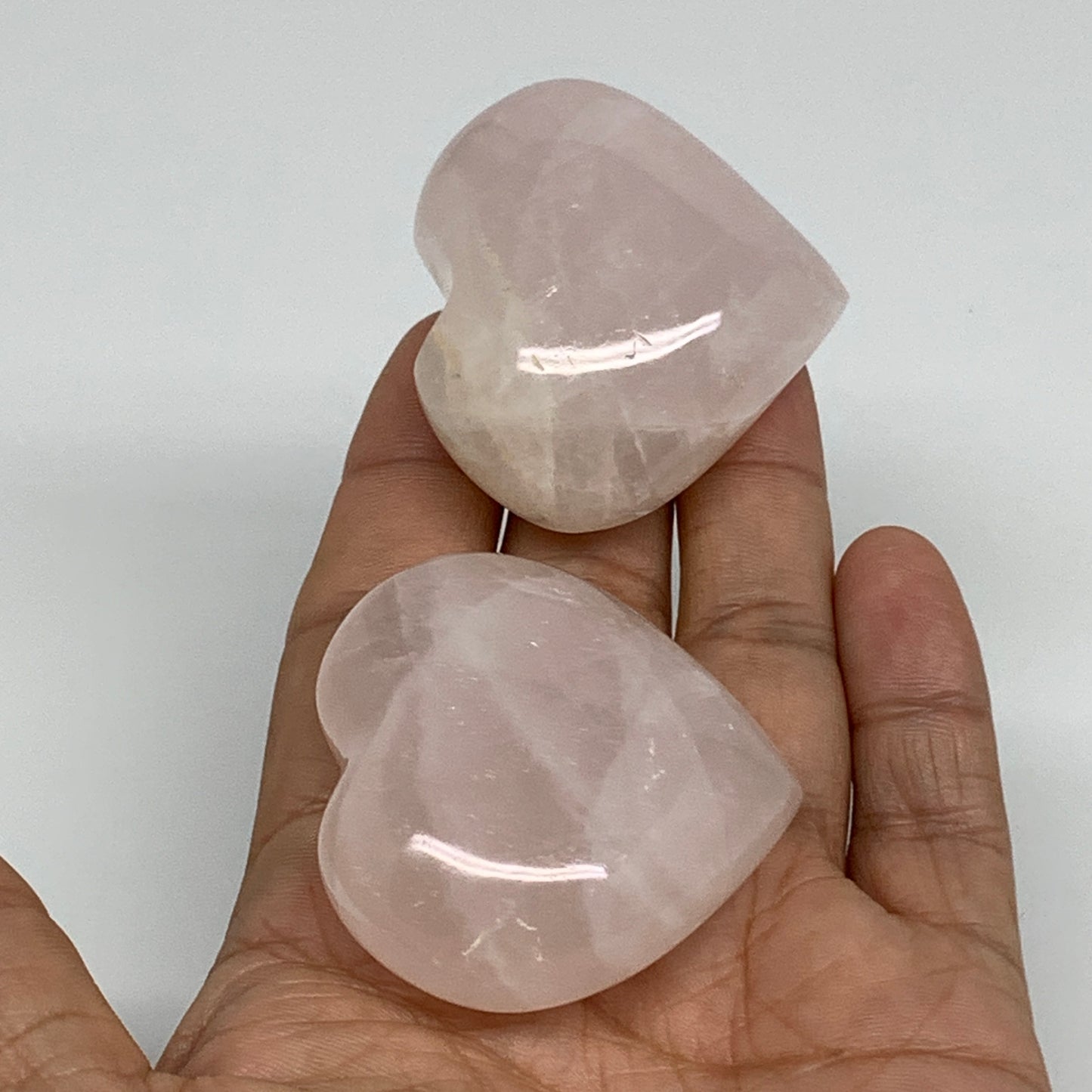 144g, 1.7"-1.8", 2pcs,  Rose Quartz Heart Healing Crystal @Madagascar, B34589