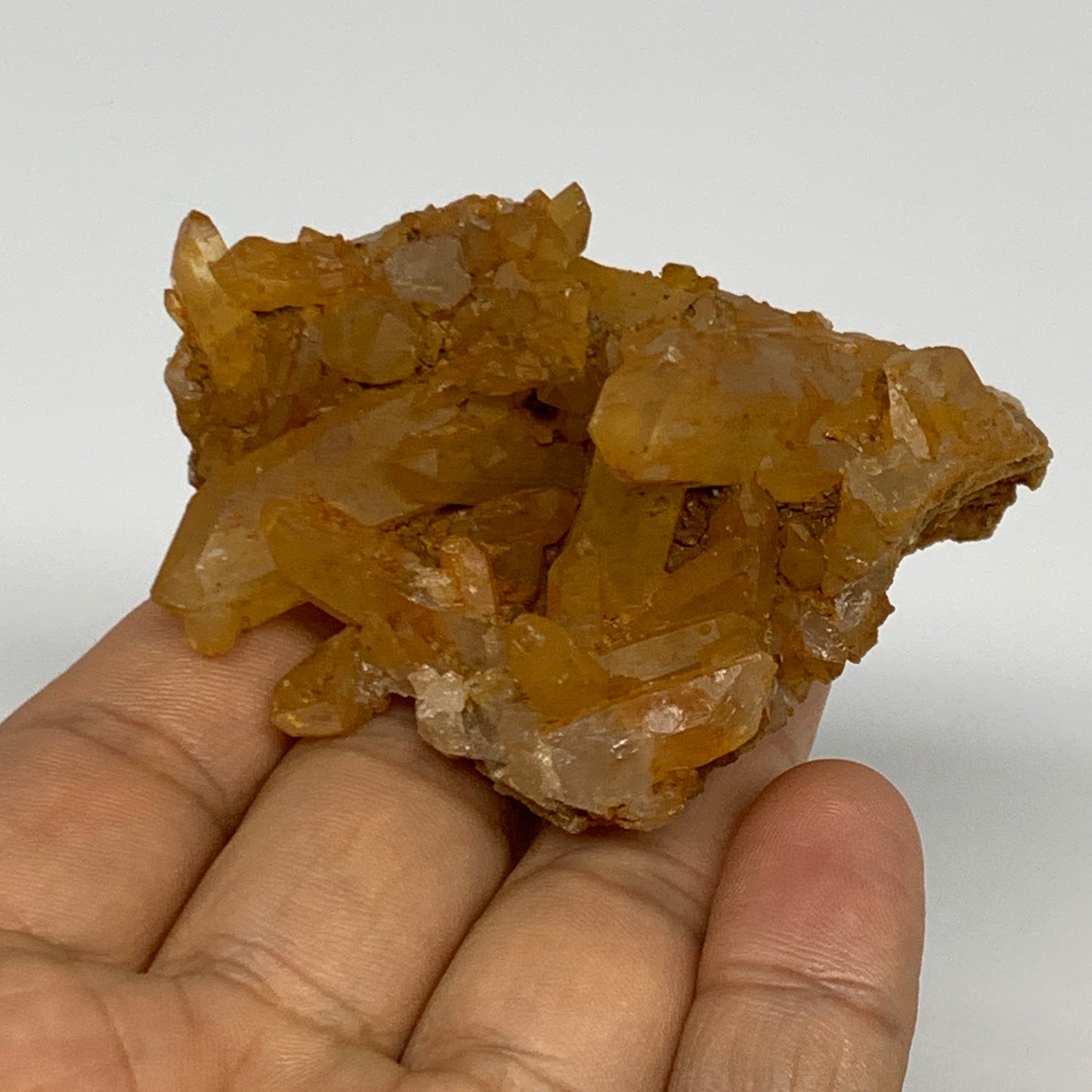 63.4g, 2.6"x1.8"x1.2", Orange Quartz Cluster Crystal Terminated @Brazil, B28934