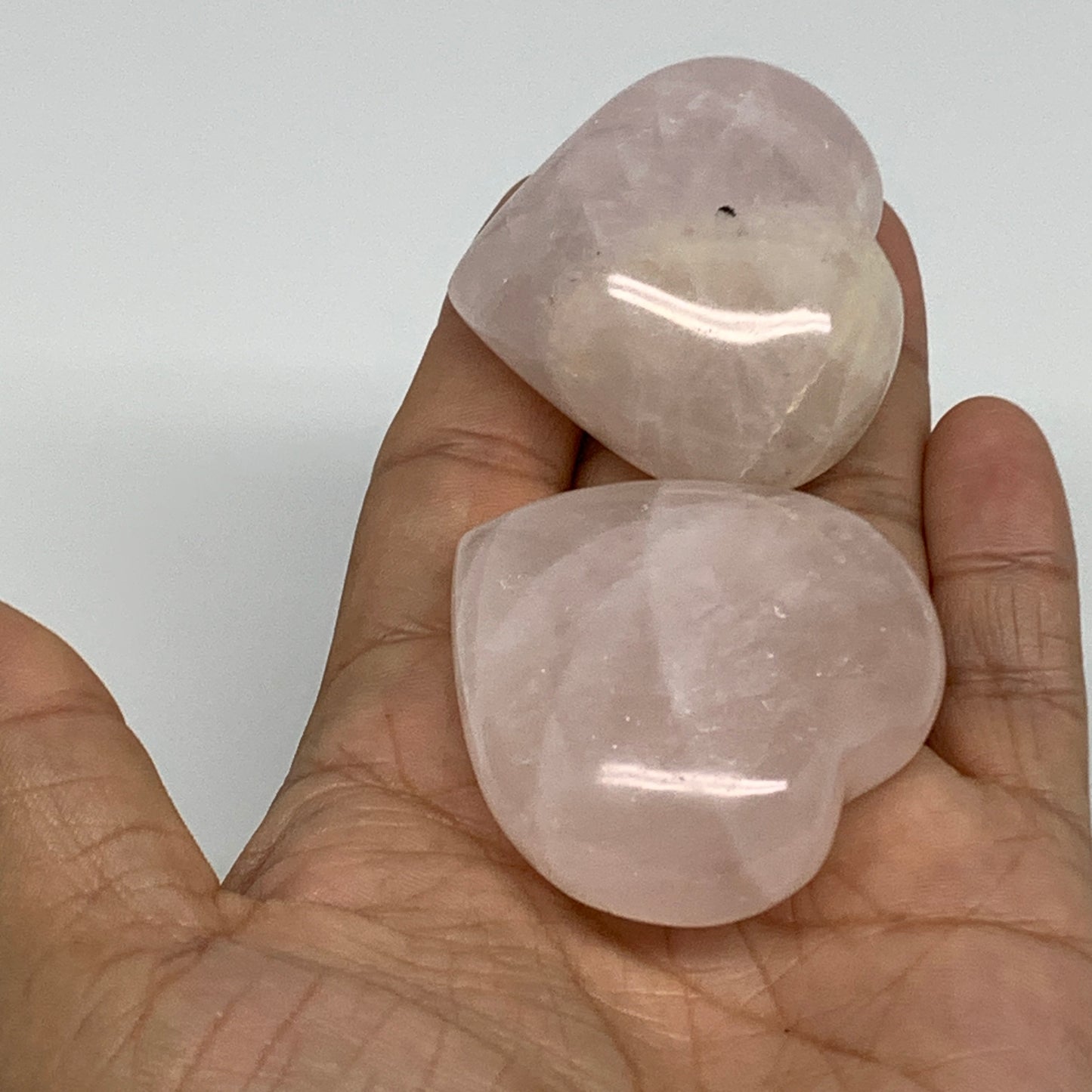 144g, 1.7"-1.8", 2pcs,  Rose Quartz Heart Healing Crystal @Madagascar, B34589