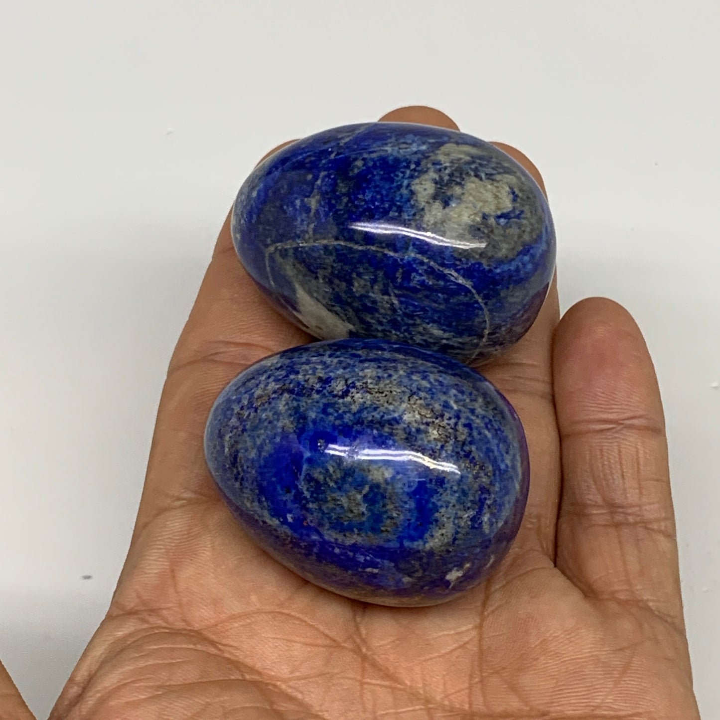 150.9g, 1.6"-1.7", 2pcs, Natural Lapis Lazuli Egg Polished @Afghanistan, B30413