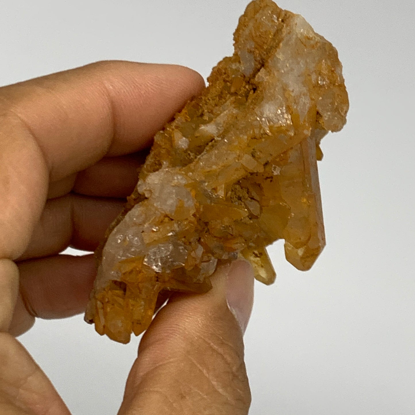 63.4g, 2.6"x1.8"x1.2", Orange Quartz Cluster Crystal Terminated @Brazil, B28934