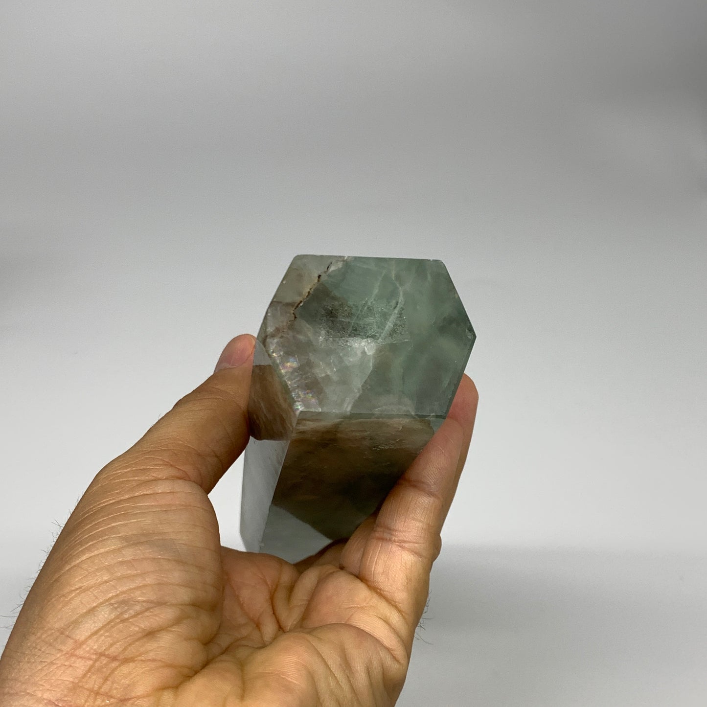 1.44 lbs,  7.8"x1.6"x1.4" Natural Fluorite Tower Obelisk Point Crystal, B29683