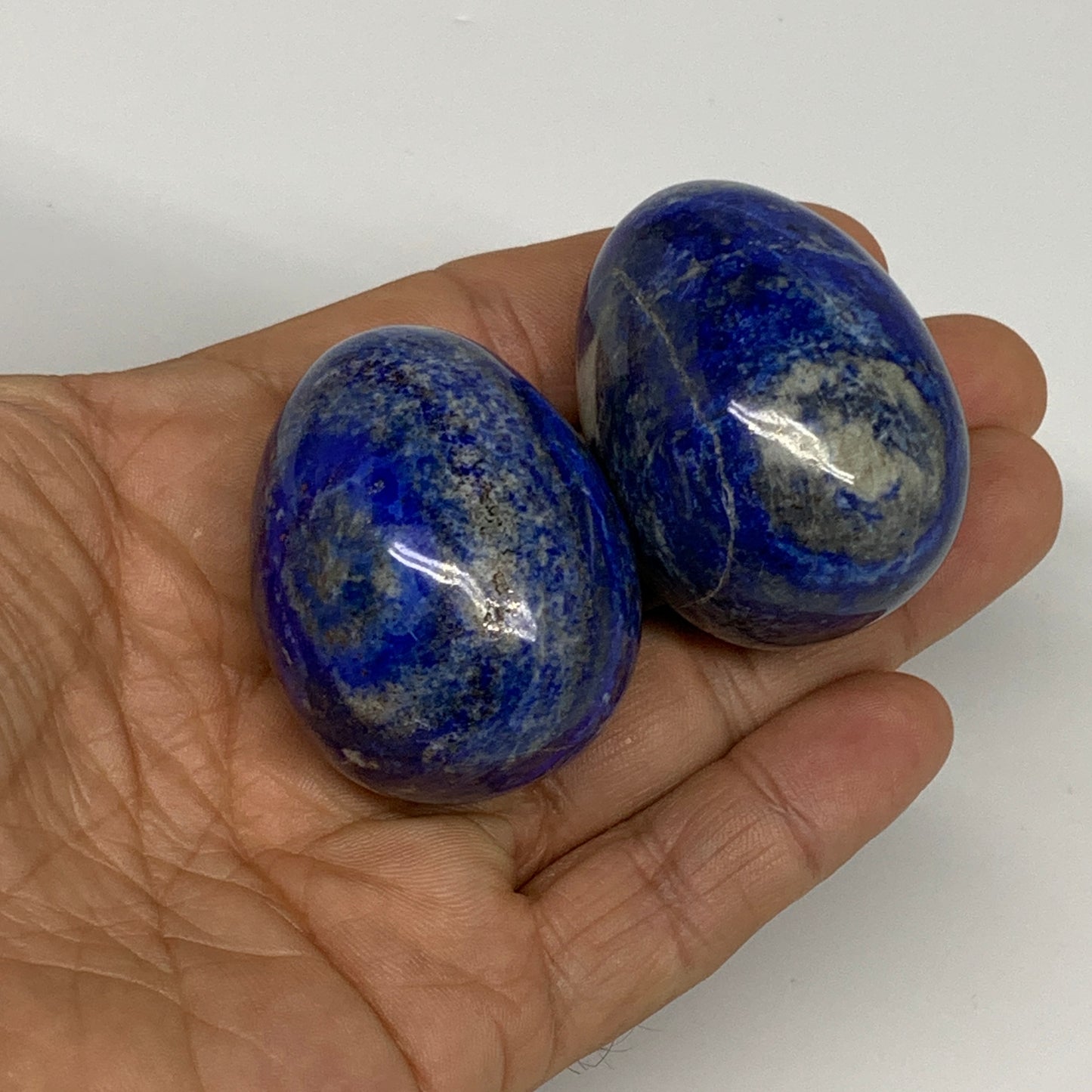150.9g, 1.6"-1.7", 2pcs, Natural Lapis Lazuli Egg Polished @Afghanistan, B30413