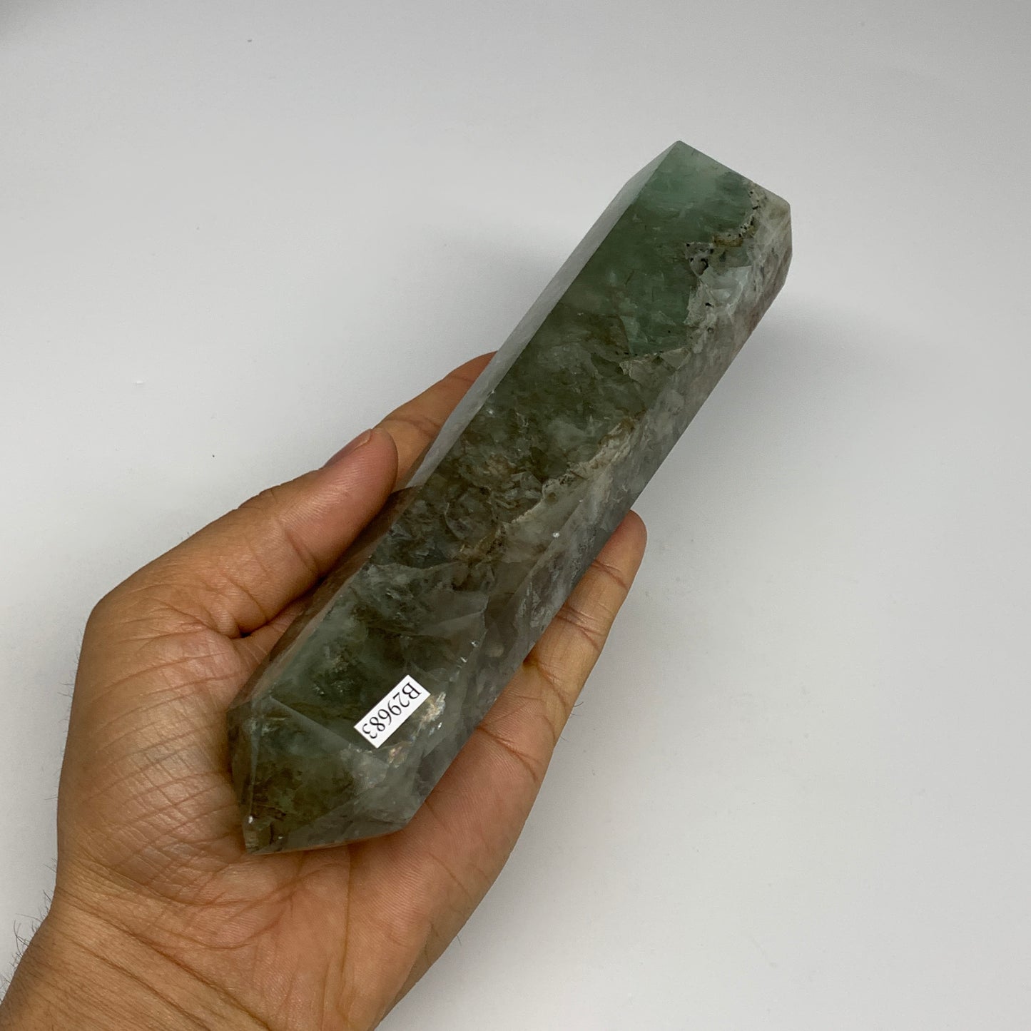 1.44 lbs,  7.8"x1.6"x1.4" Natural Fluorite Tower Obelisk Point Crystal, B29683