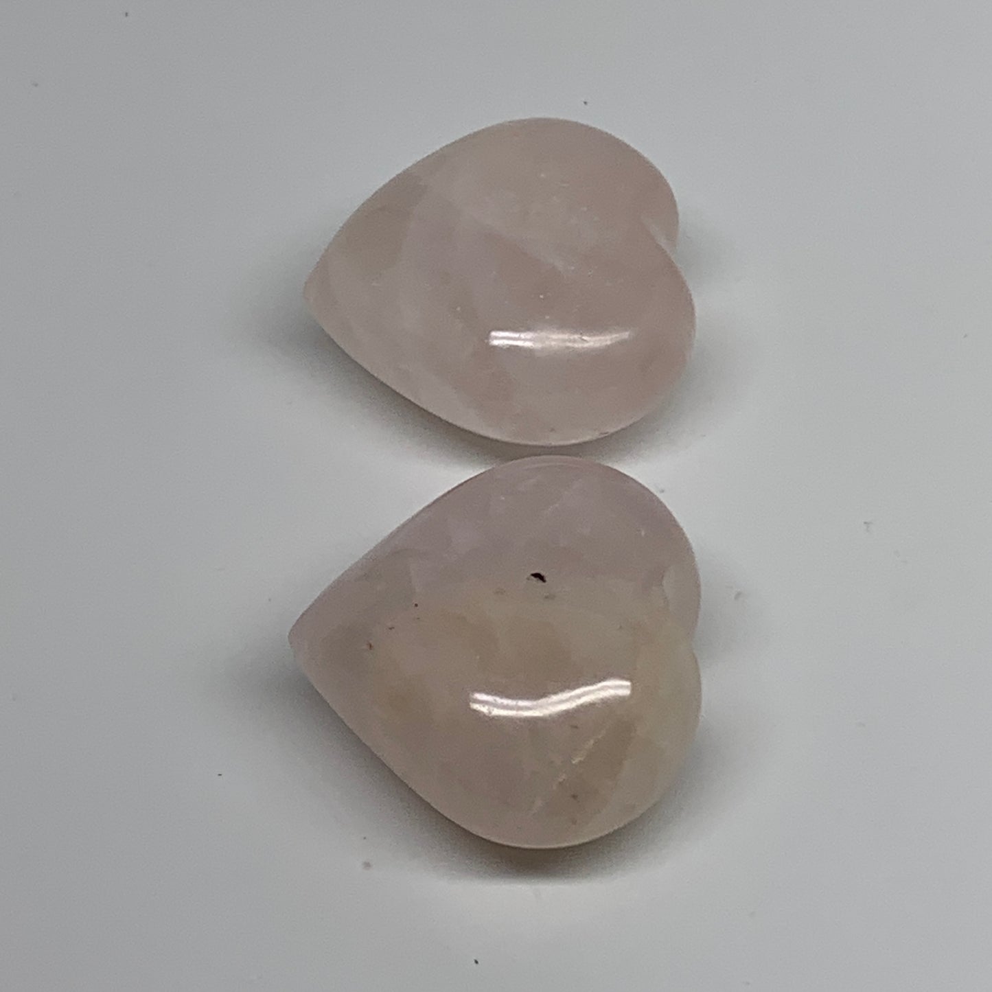 144g, 1.7"-1.8", 2pcs,  Rose Quartz Heart Healing Crystal @Madagascar, B34589