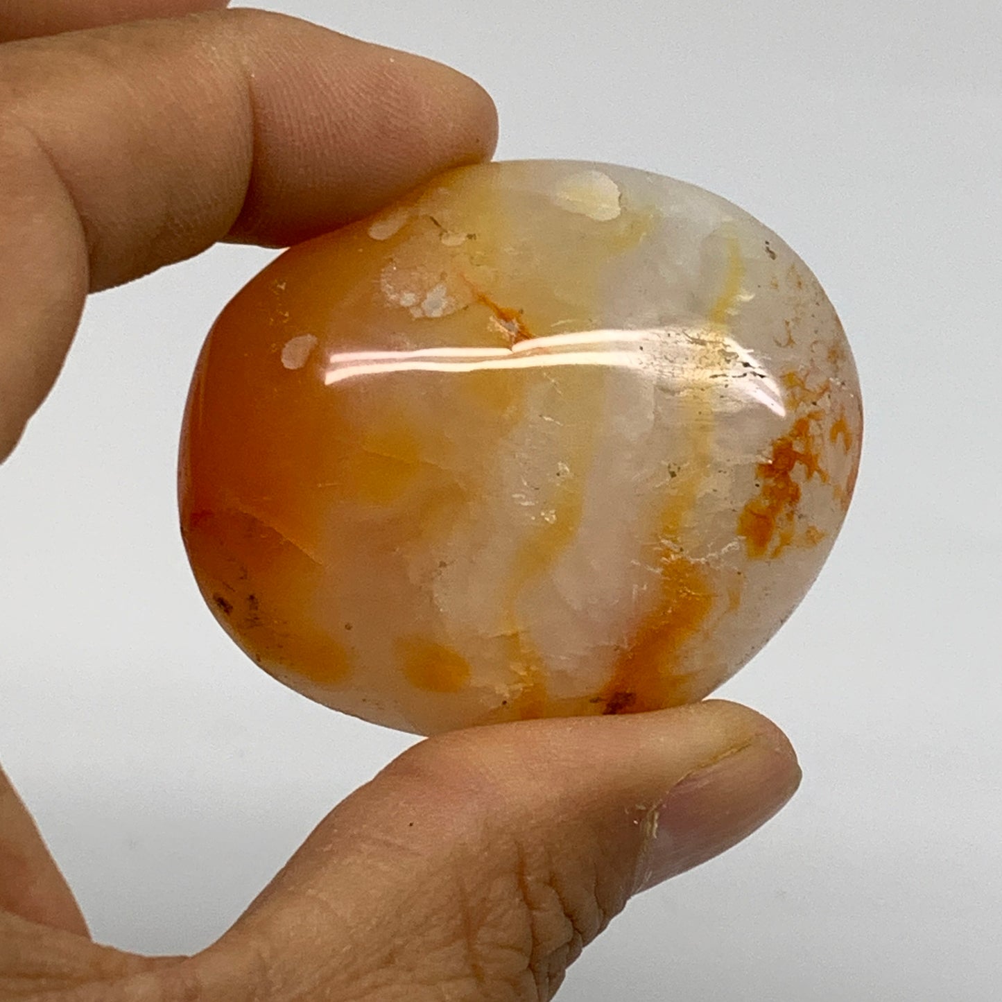 180g, 1.9"-2", 3pcs, Red Carnelian Palm-Stone Gem Crystal Polished, B37627