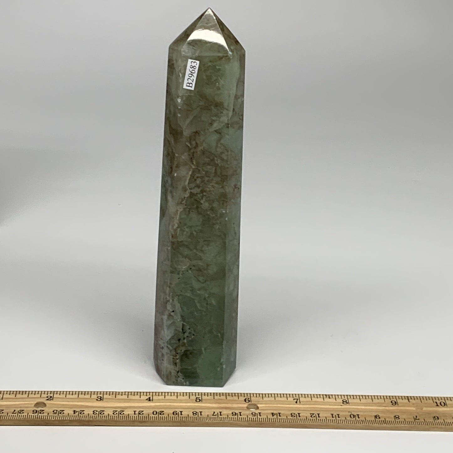 1.44 lbs,  7.8"x1.6"x1.4" Natural Fluorite Tower Obelisk Point Crystal, B29683