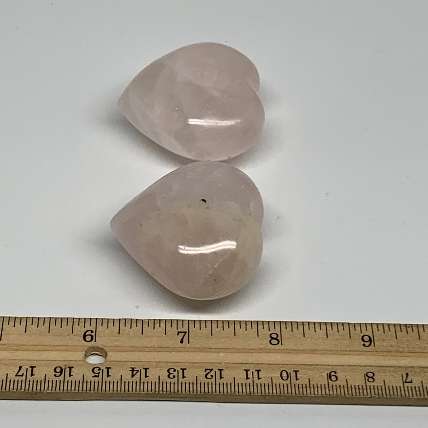 144g, 1.7"-1.8", 2pcs,  Rose Quartz Heart Healing Crystal @Madagascar, B34589