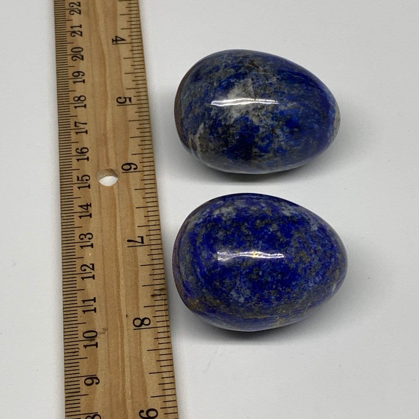 150.9g, 1.6"-1.7", 2pcs, Natural Lapis Lazuli Egg Polished @Afghanistan, B30413