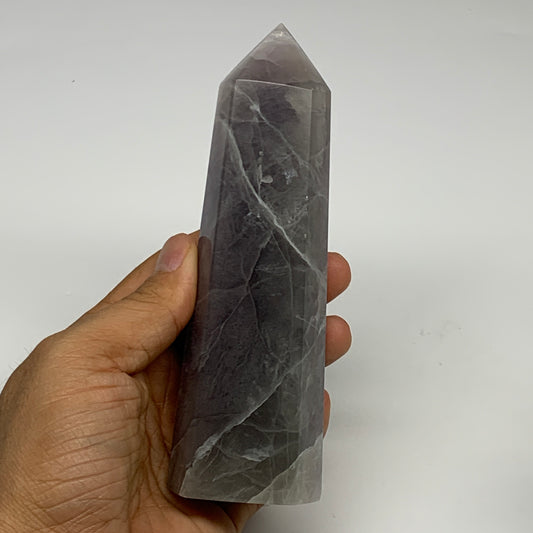 0.93 lbs,  5.6"x1.7"x1.4" Natural Fluorite Tower Obelisk Point Crystal, B29684