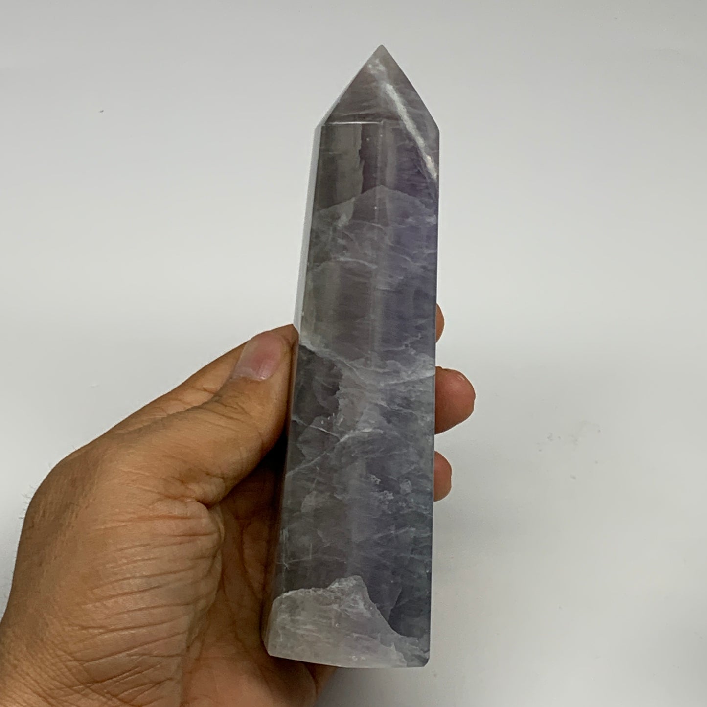 0.93 lbs,  5.6"x1.7"x1.4" Natural Fluorite Tower Obelisk Point Crystal, B29684